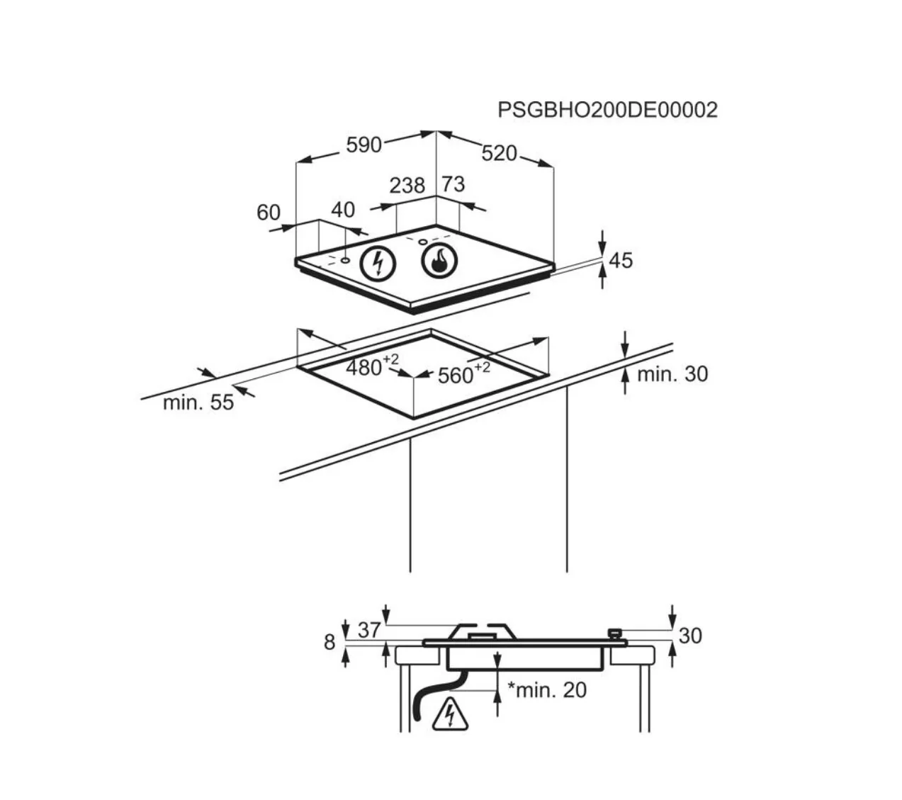 AEG HKB64450NB - 4 Zone Gas Hob - Image 5