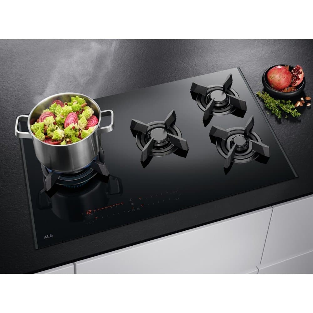 AEG HVB8453IB - Black 80cm Gas Hob - 4 Burners - FlameLight LED - Image 2
