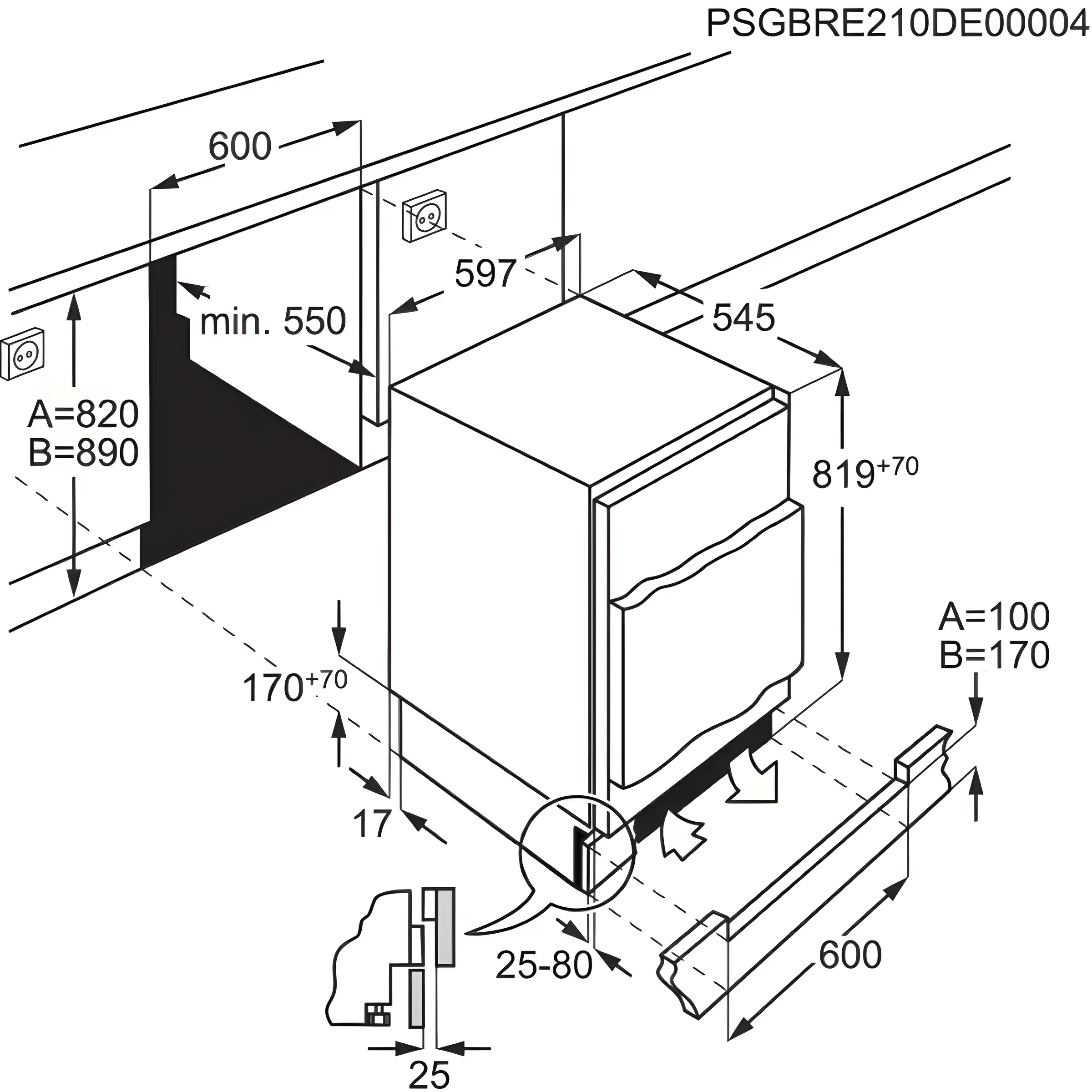 AEG OAB7N82EF - Frost Free Integrated Upright Freezer  - E energy - Image 3