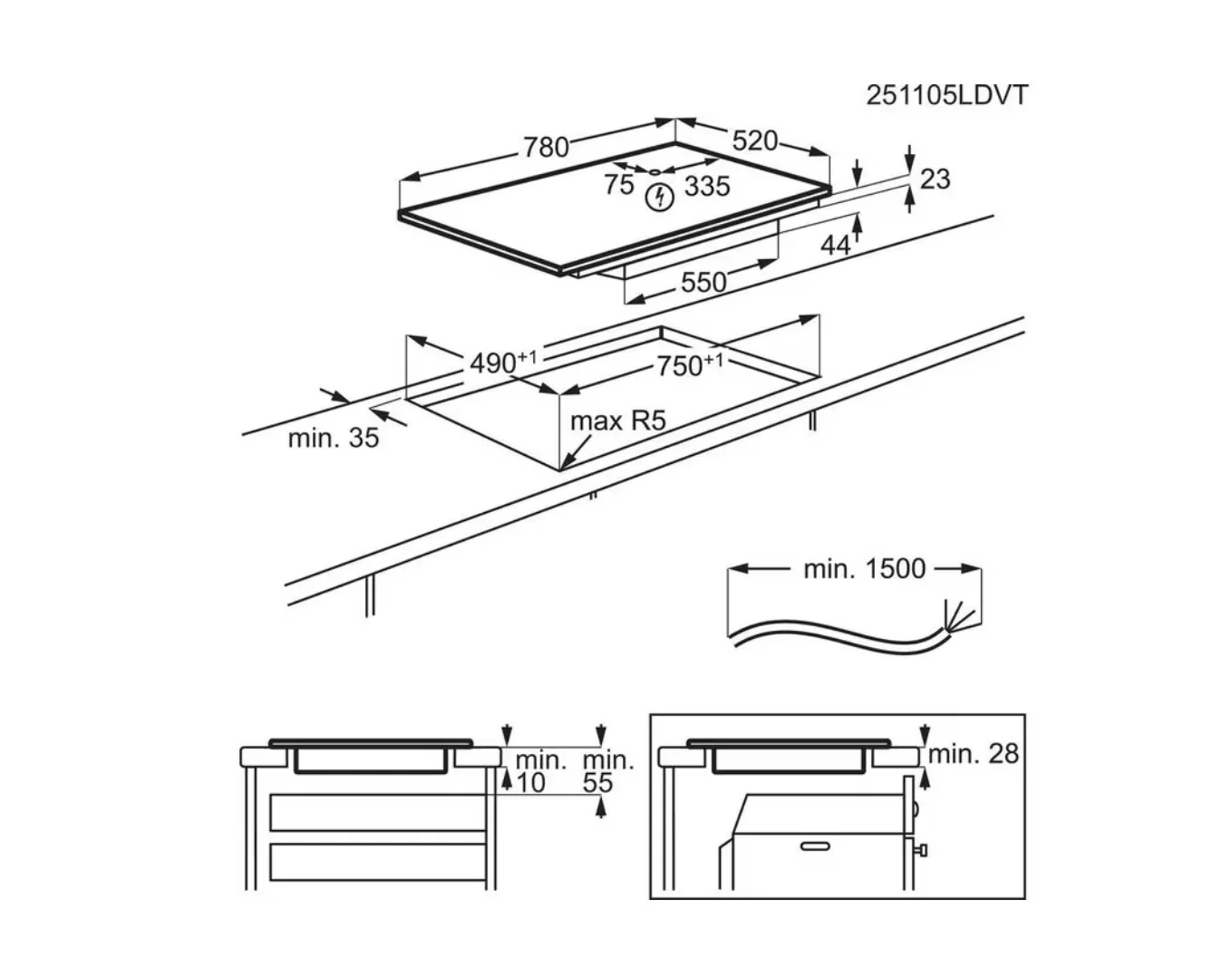 AEG SK85IM0XFB - Black 80cm Induction Hob - Double Bridge - 5 Zones - Image 10
