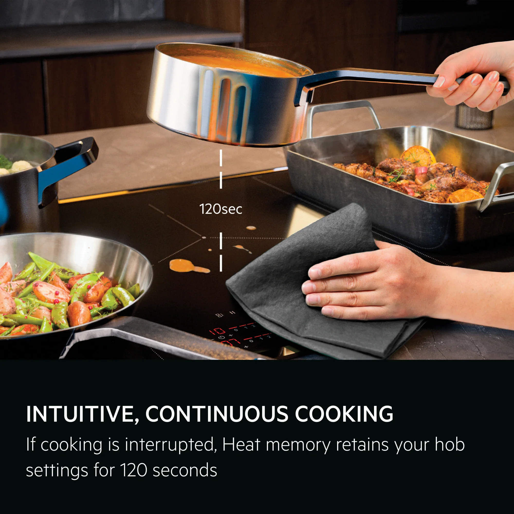 AEG SK85IM0XFB - Black 80cm Induction Hob - Double Bridge - 5 Zones - Image 9