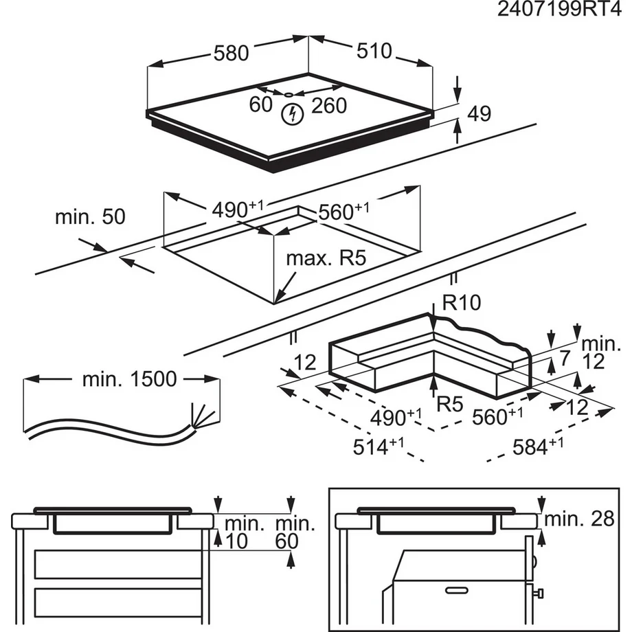 AEG SO64IA0SCB - Black Induction Hob - 58cm 4 Zone - Image 7
