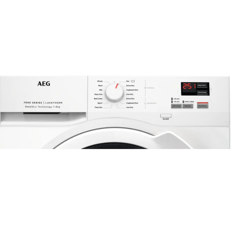 AEG T7DBK841N - White 8KG Heat Pump Condenser Dryer - A++ energy - Image 2