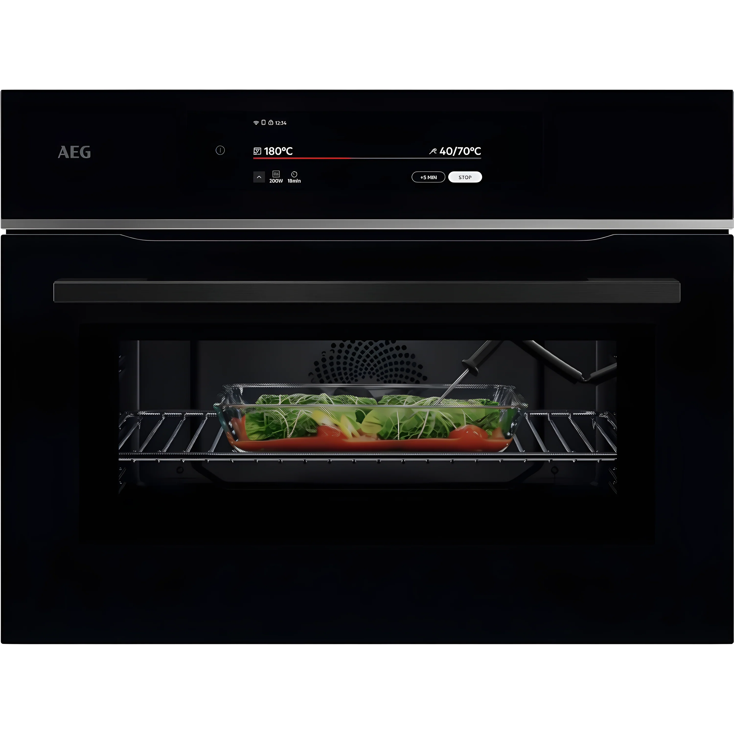 AEG TK9NK821B - Black Single Oven with Microwave - 44L
