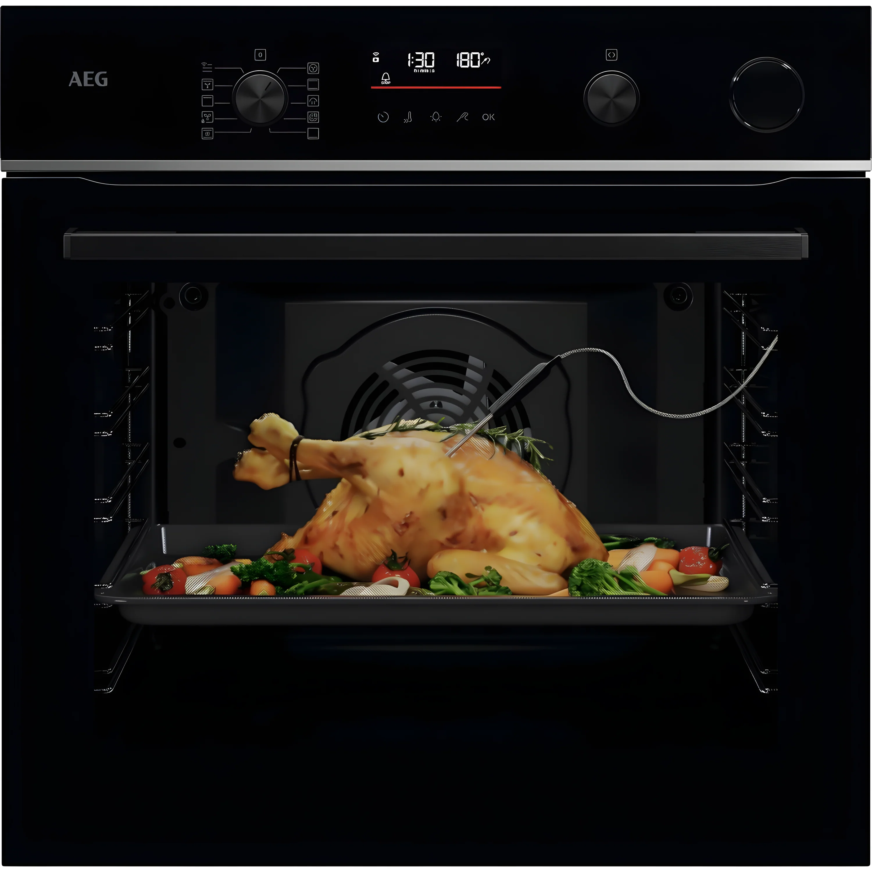 AEG TR6PB521SB - Black Built-In Single Oven - 72L - A++ Energy