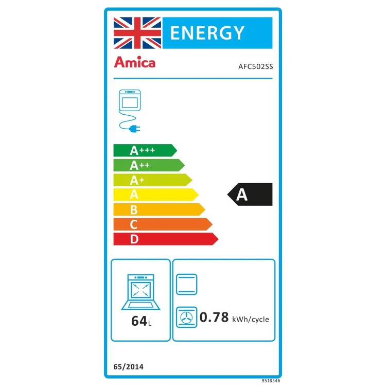 Amica AFC502SS 50Cm Ceramic Cooker Twin Cavity - Stainless Steel  - A/A energy - Image 5
