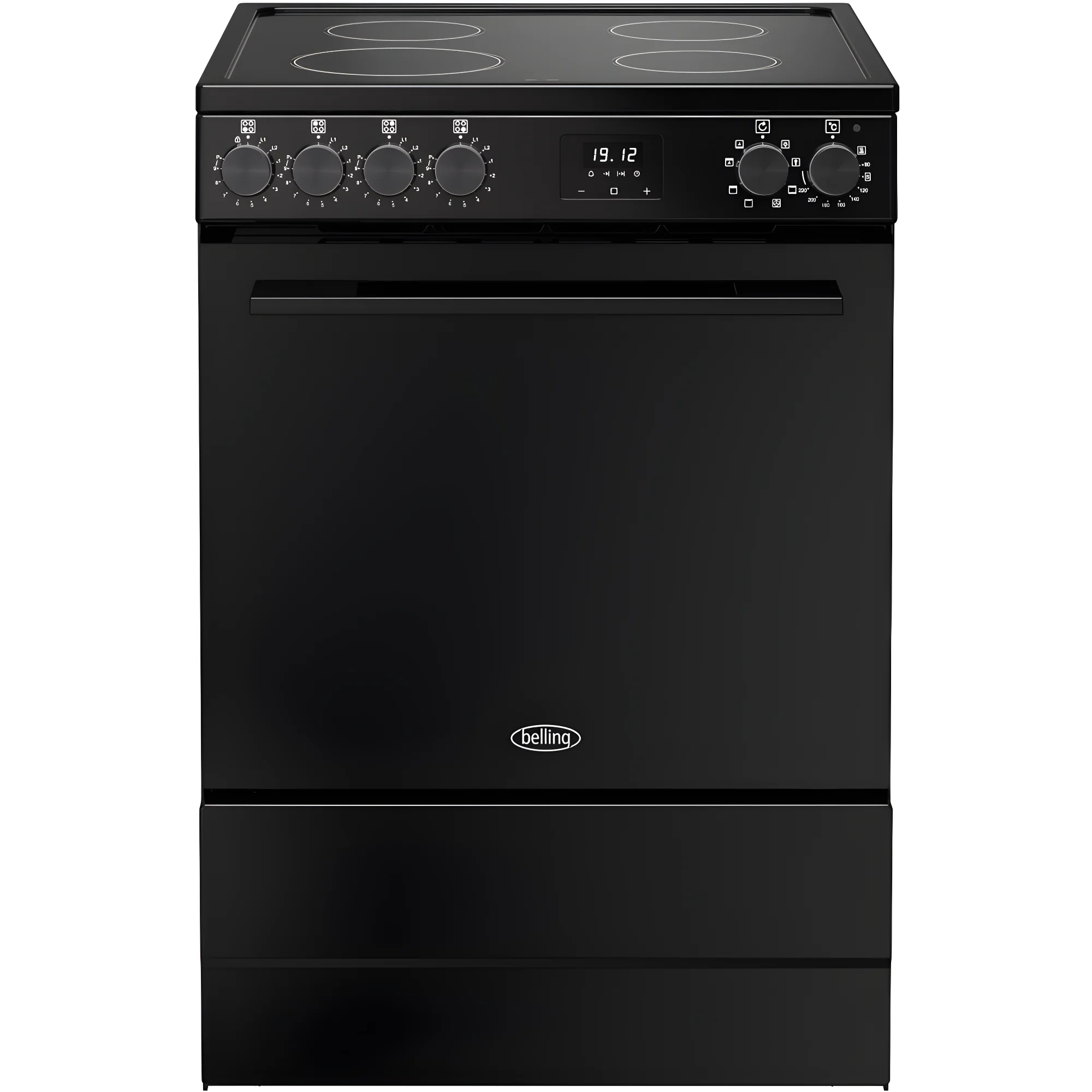 Belling BEL FSA VISION SGL 60Ei BLK 444412053 - Black Induction Electric Cooker - 68L Single Oven - A Energy Rating