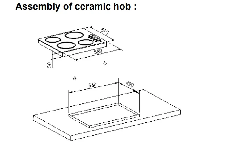 Teknix BITK260CHK - Black 60cm Ceramic Hob - 4 Zones - Knob Control - Image 4