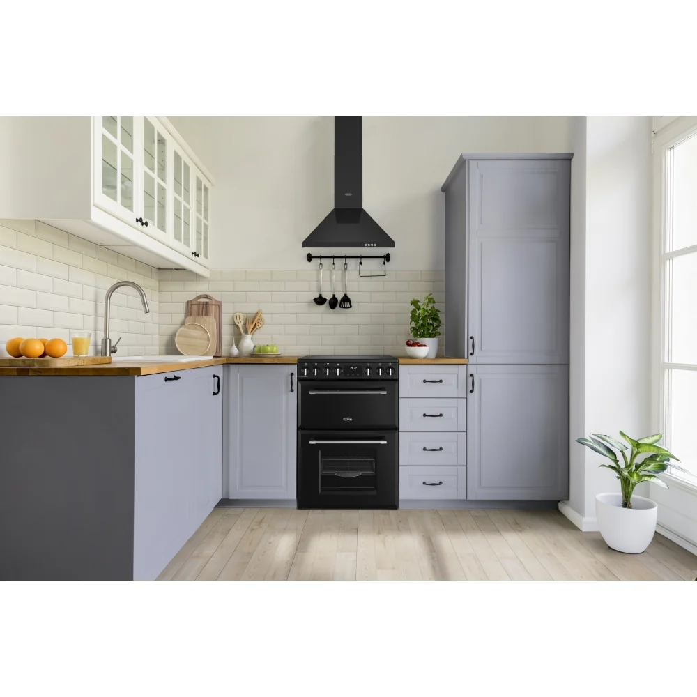 Belling Farmhouse 60E 444411810 - Black Ceramic Electric Cooker with Double Oven - 70/33L Capacity - A energy - Image 2