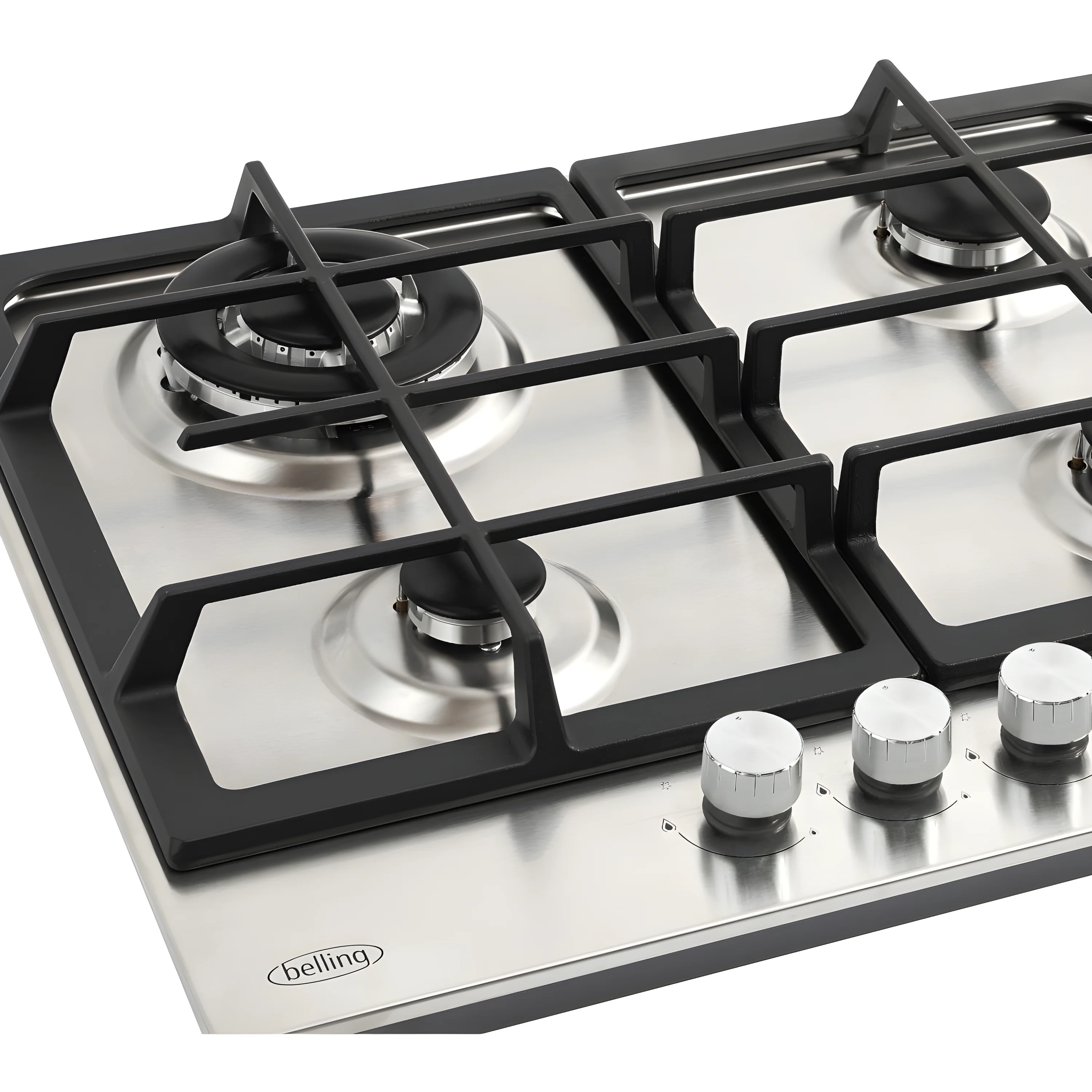 Belling GHU603CI 444411636 - Stainless Steel 60cm 4 Burner Gas Hob - Wok Burner - Front Controls - Image 2