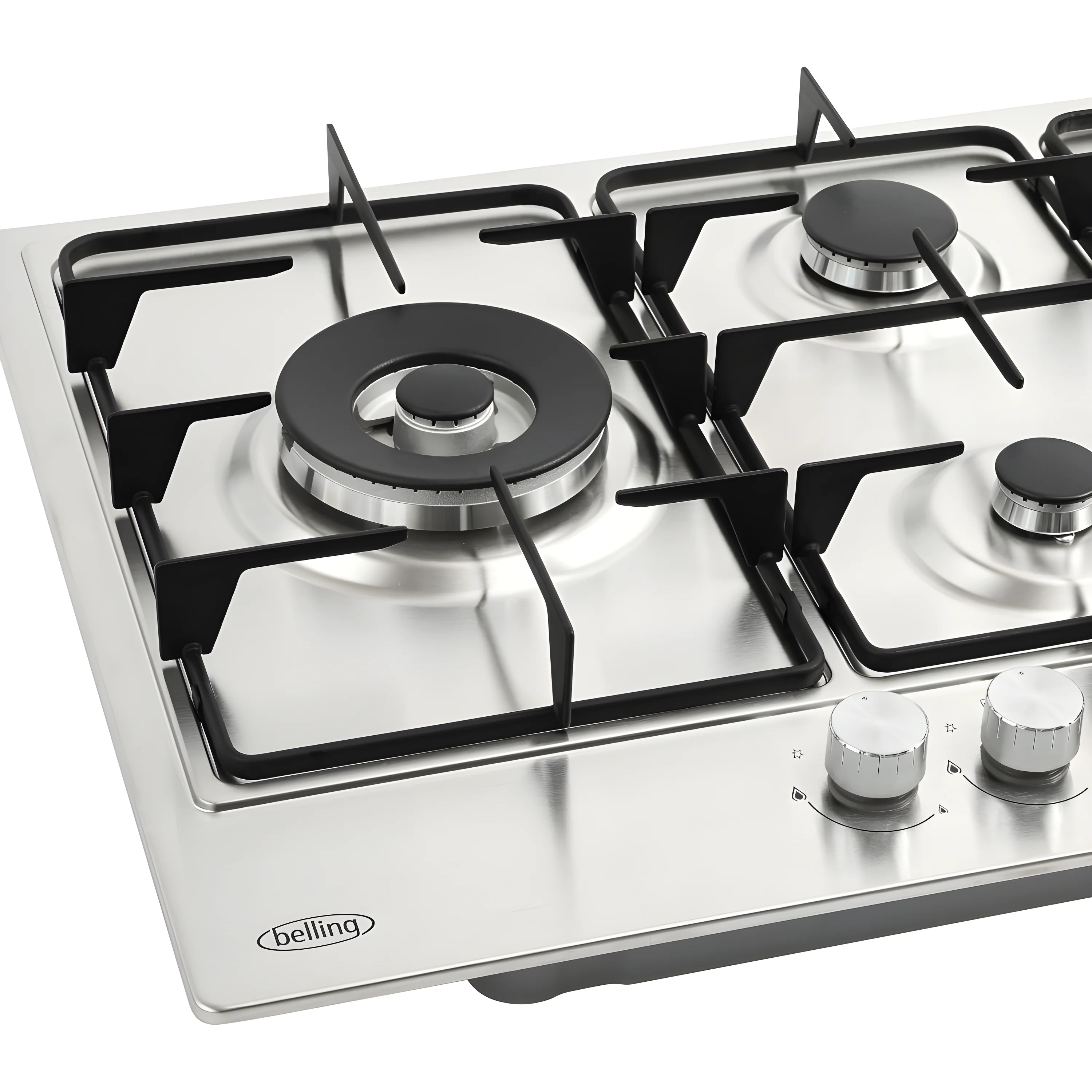 Belling GHU753RI 444411638 - Stainless Steel 75cm 5 Burner Gas Hob - 3.6kW Wok Burner - Image 4