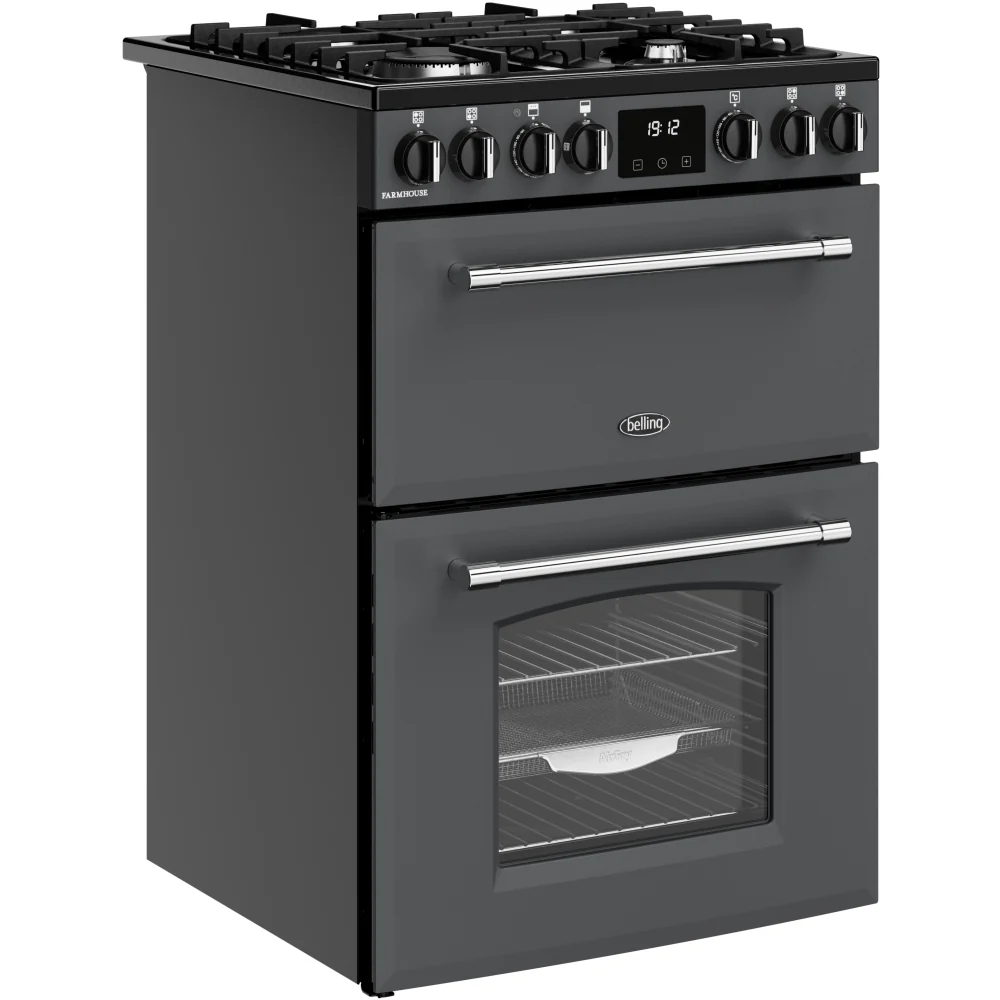 Belling MRA FARMHOUSE 60 444411813 - Black Dual Fuel Cooker - Double Oven, 4 Burners, AirFry - A Energy Rating - Image 2
