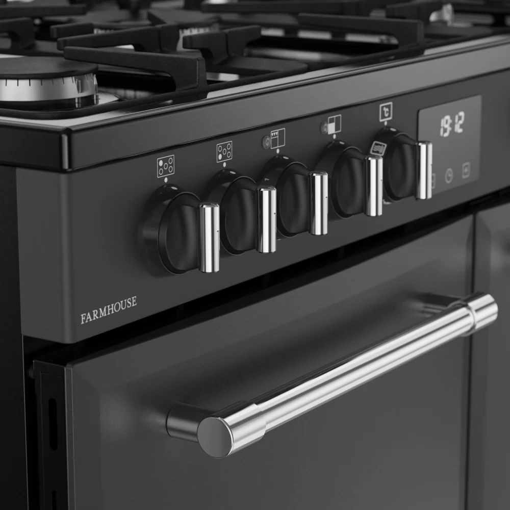 Belling RCA FARMHOUSE 90DF A 444411819 - Grey 90cm Dual Fuel Range Cooker - 174L - A Energy - Image 4