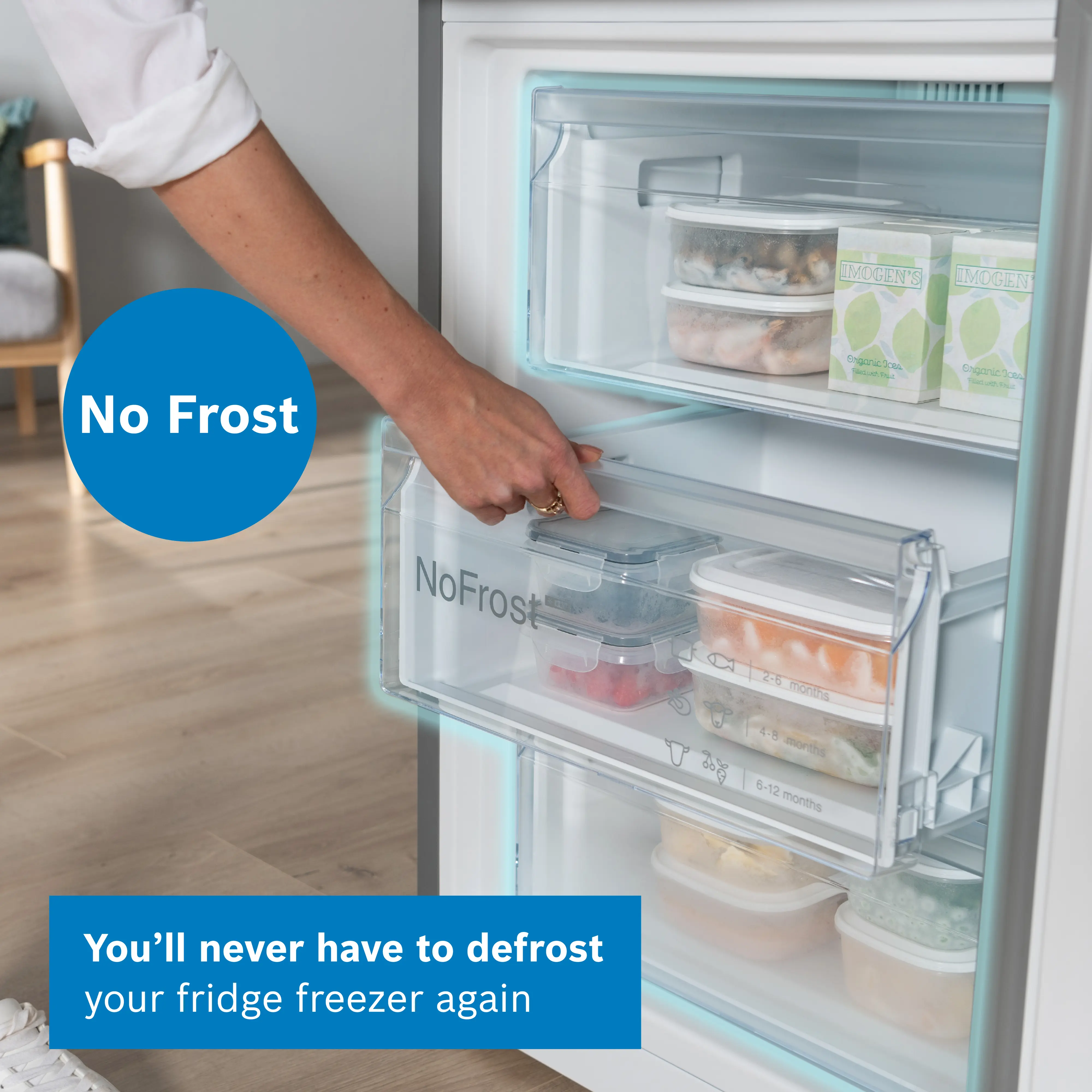 Bosch Series 4 KGN392LAGG - Stainless Steel Look Fridge Freezer - 260L/103L Capacity - A Energy Rating - Image 9