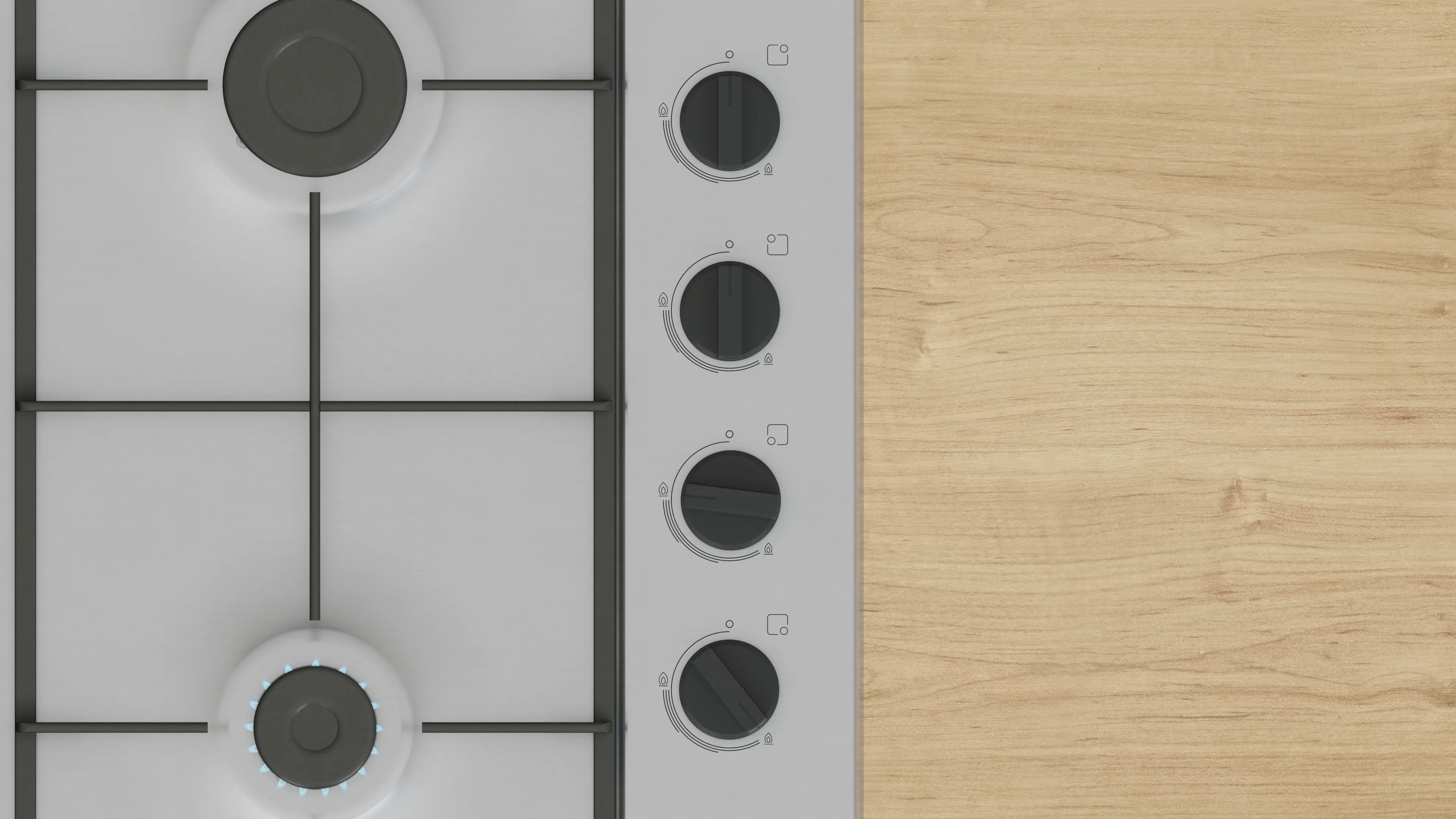 Bosch Series 2 PBP6B5K60 - Stainless Steel 60cm Gas Hob - 4 Cooking Zones - Image 2