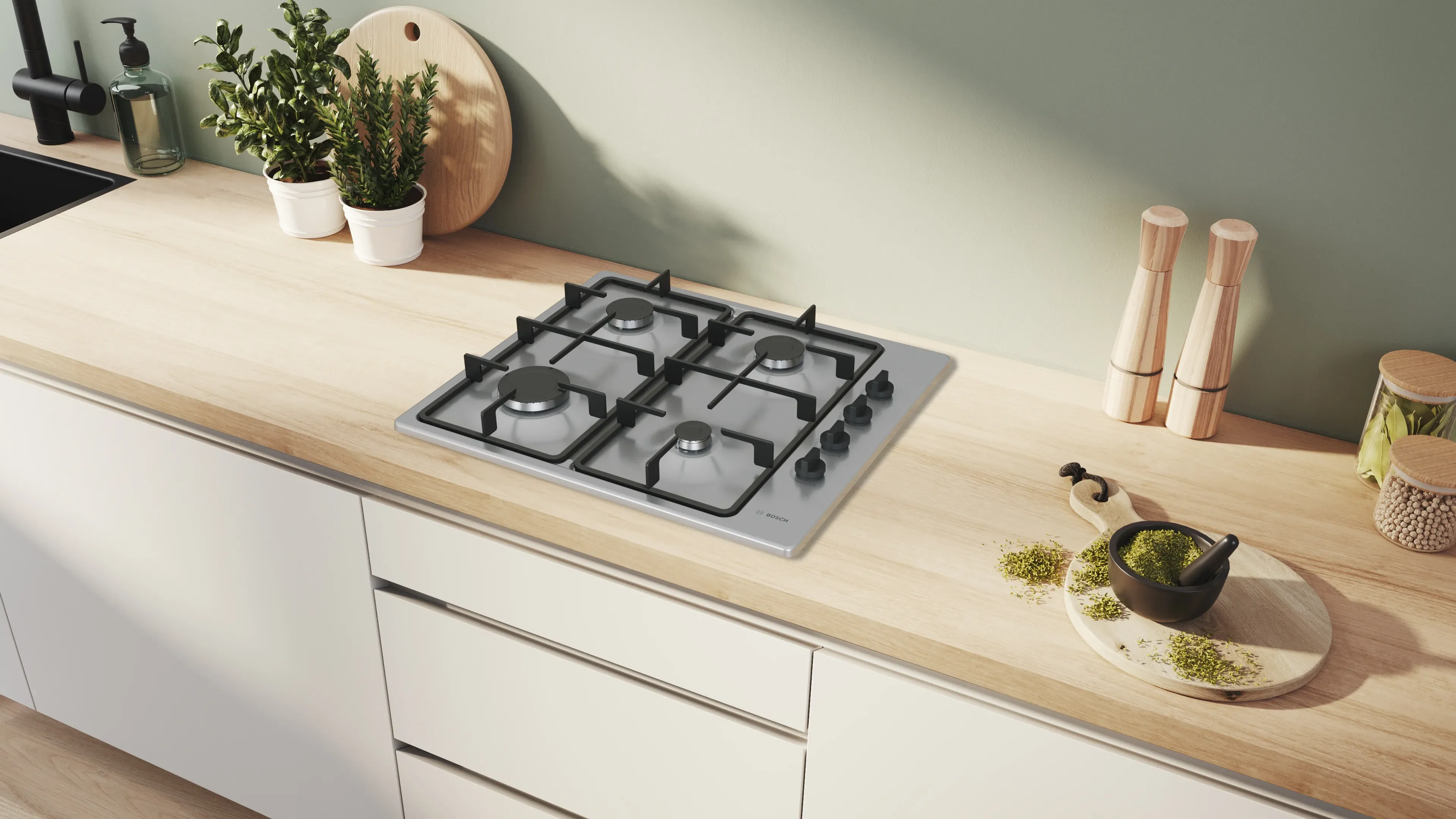 Bosch Series 2 PBP6B5K60 - Stainless Steel 60cm Gas Hob - 4 Cooking Zones - Image 4