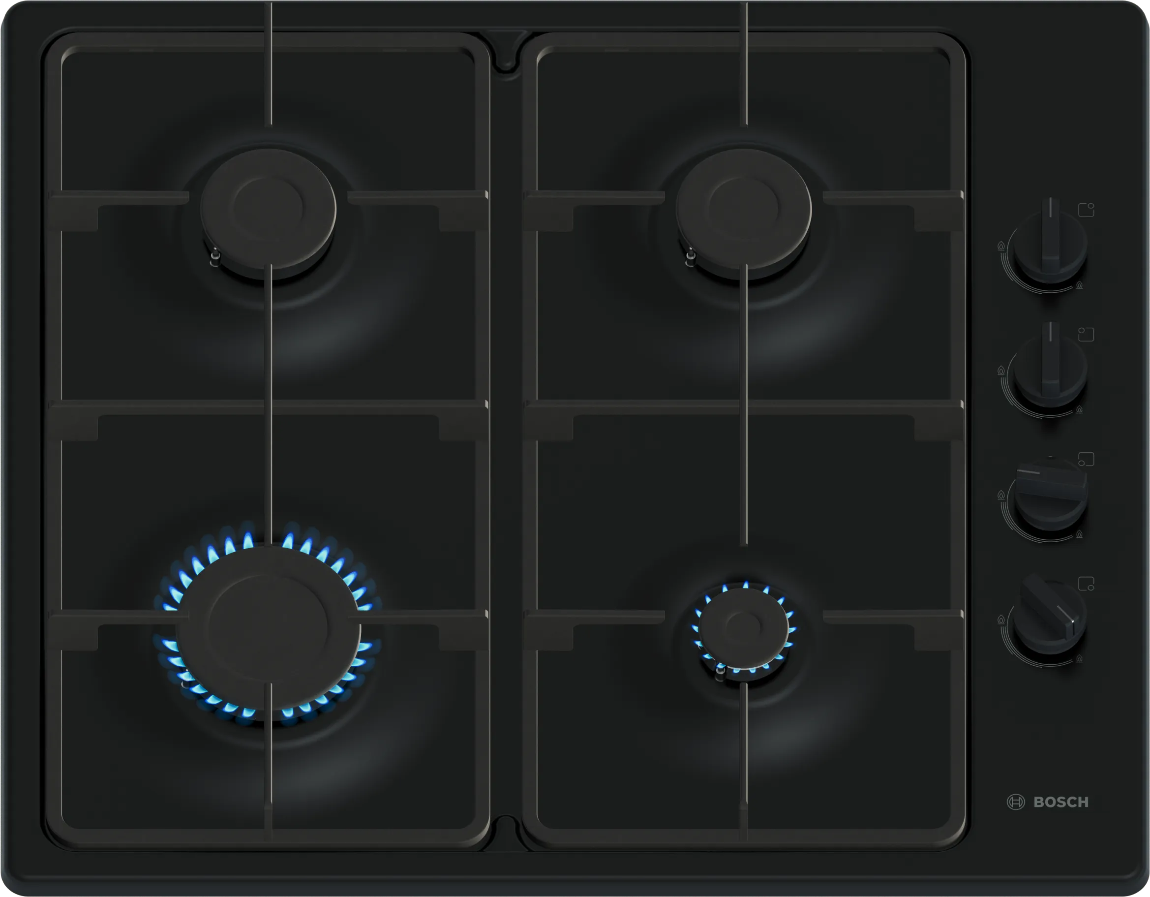 Bosch Series 2 PBP6B6K60 - Black Gas Hob - 60cm - 4 Cooking Zones