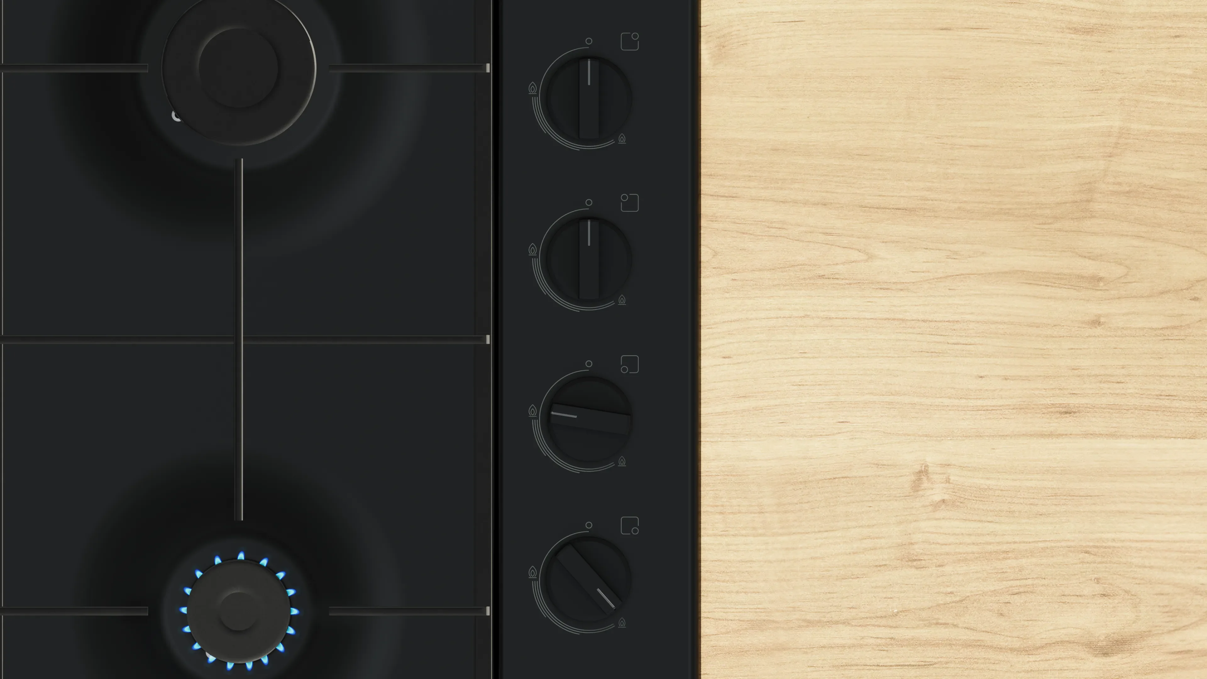 Bosch Series 2 PBP6B6K60 - Black Gas Hob - 60cm - 4 Cooking Zones - Image 2