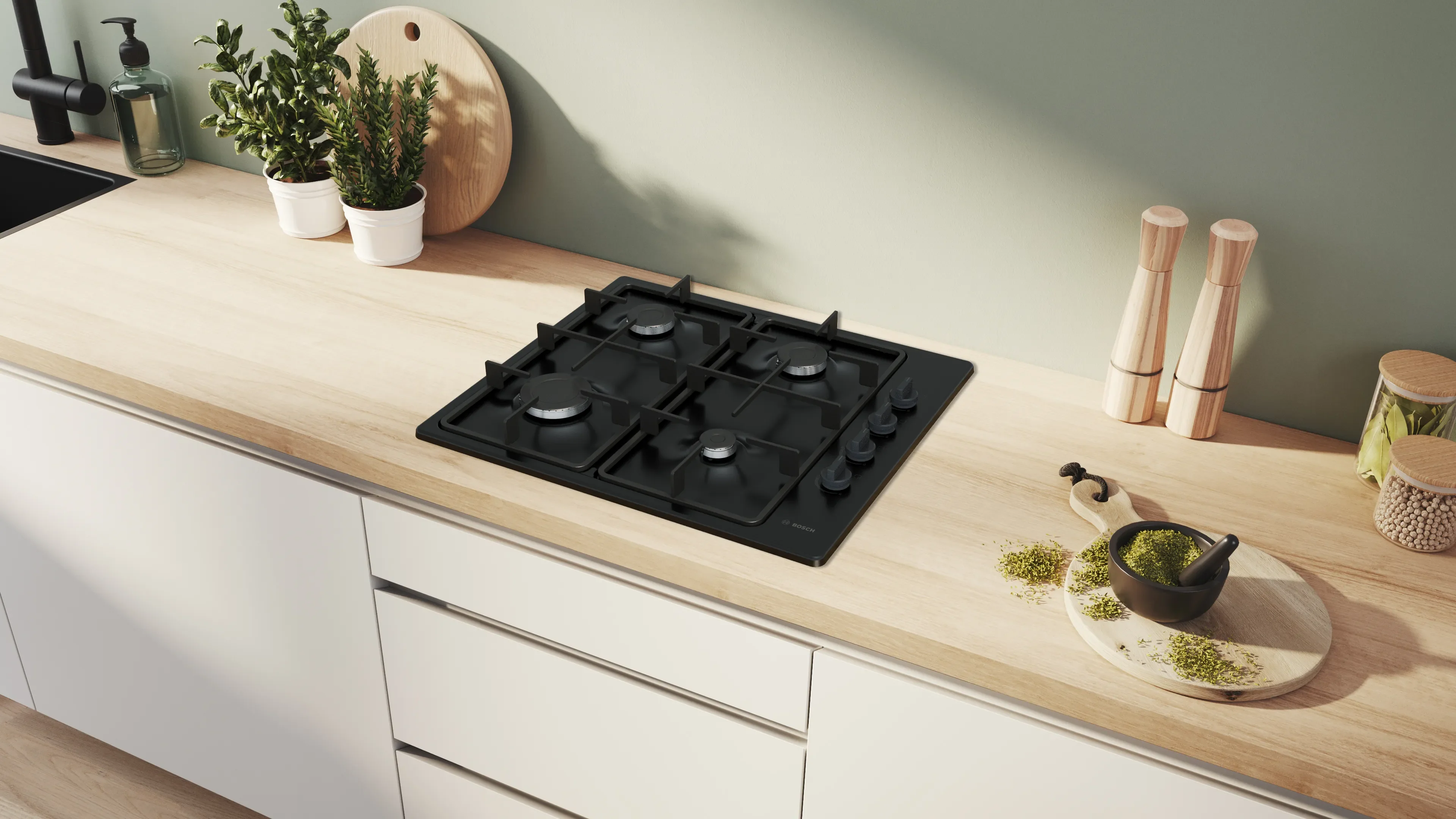 Bosch Series 2 PBP6B6K60 - Black Gas Hob - 60cm - 4 Cooking Zones - Image 4