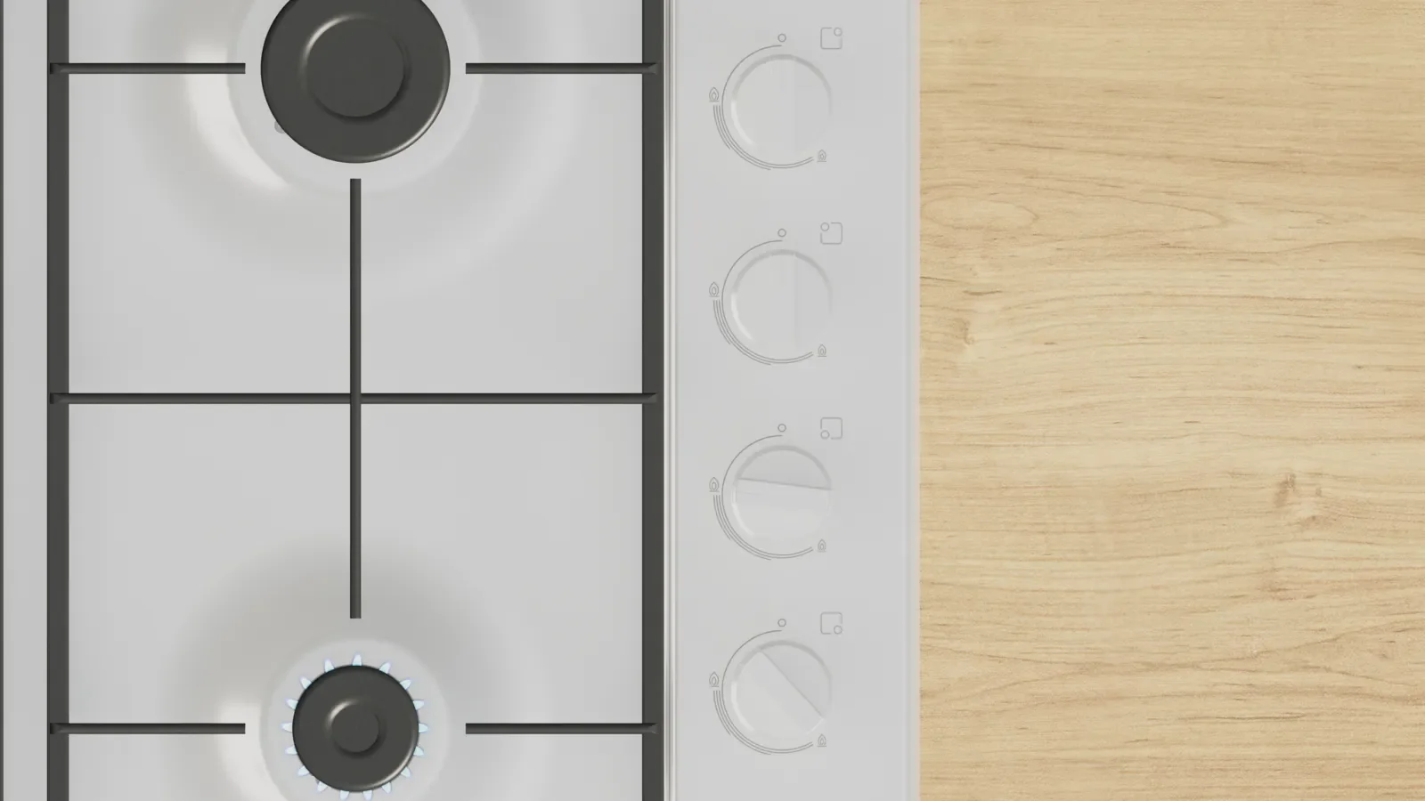 Bosch Series 2 PBP6B2K60 - White Gas Hob - 60cm - 4 Cooking Zones - Image 2