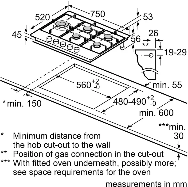 Bosch Series 6 PCS7A5I90 - Stainless Steel 75cm Gas Hob - 5 Burners - Image 10