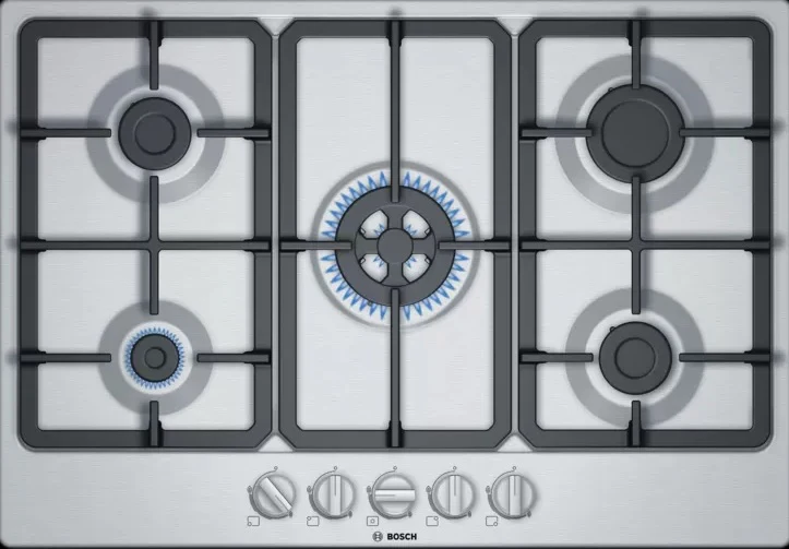 Bosch Series 4 PGQ7B5B90 - Stainless steel 5 Zone Gas Hob