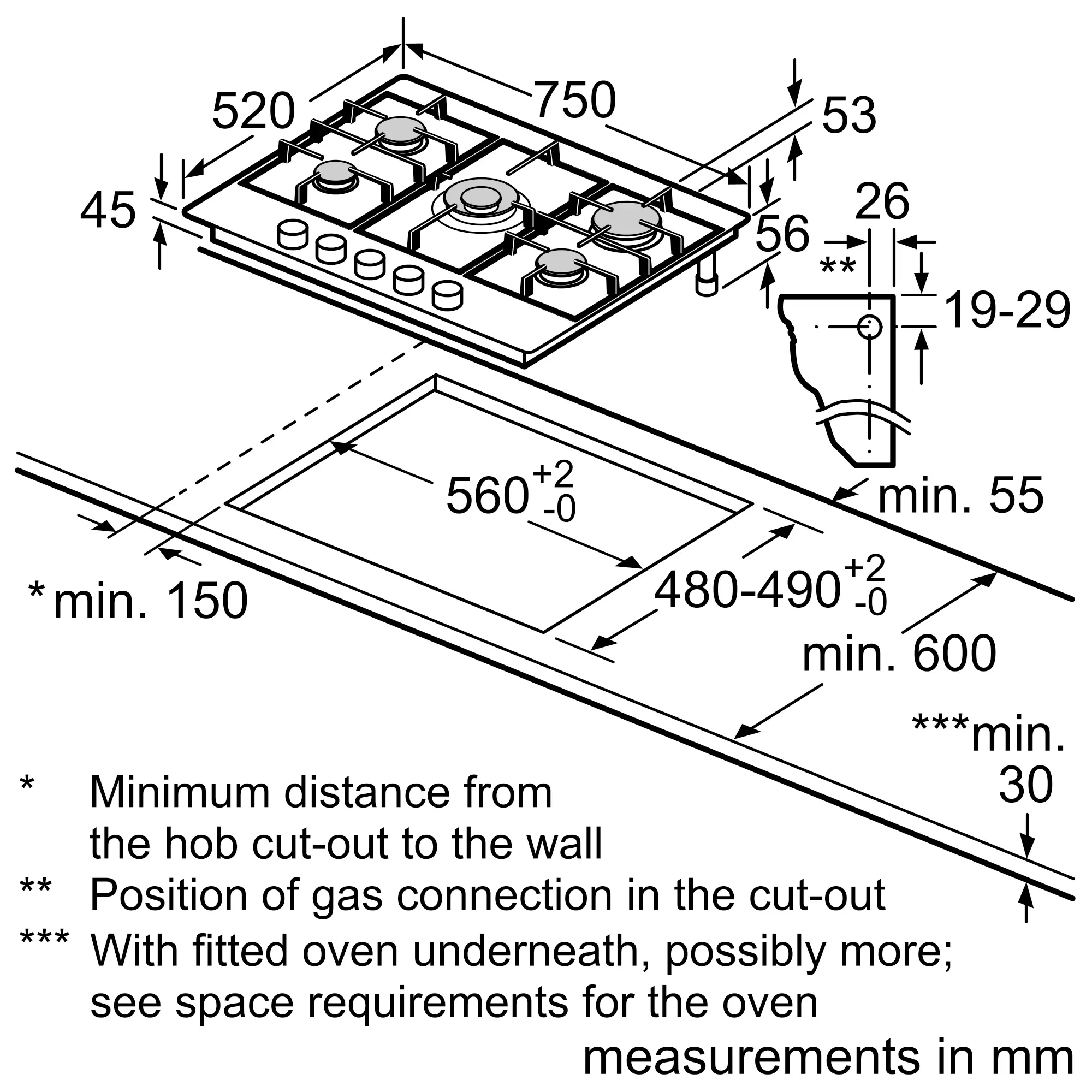 Bosch Series 4 PGQ7B5B90 - Stainless steel 5 Zone Gas Hob - Image 7