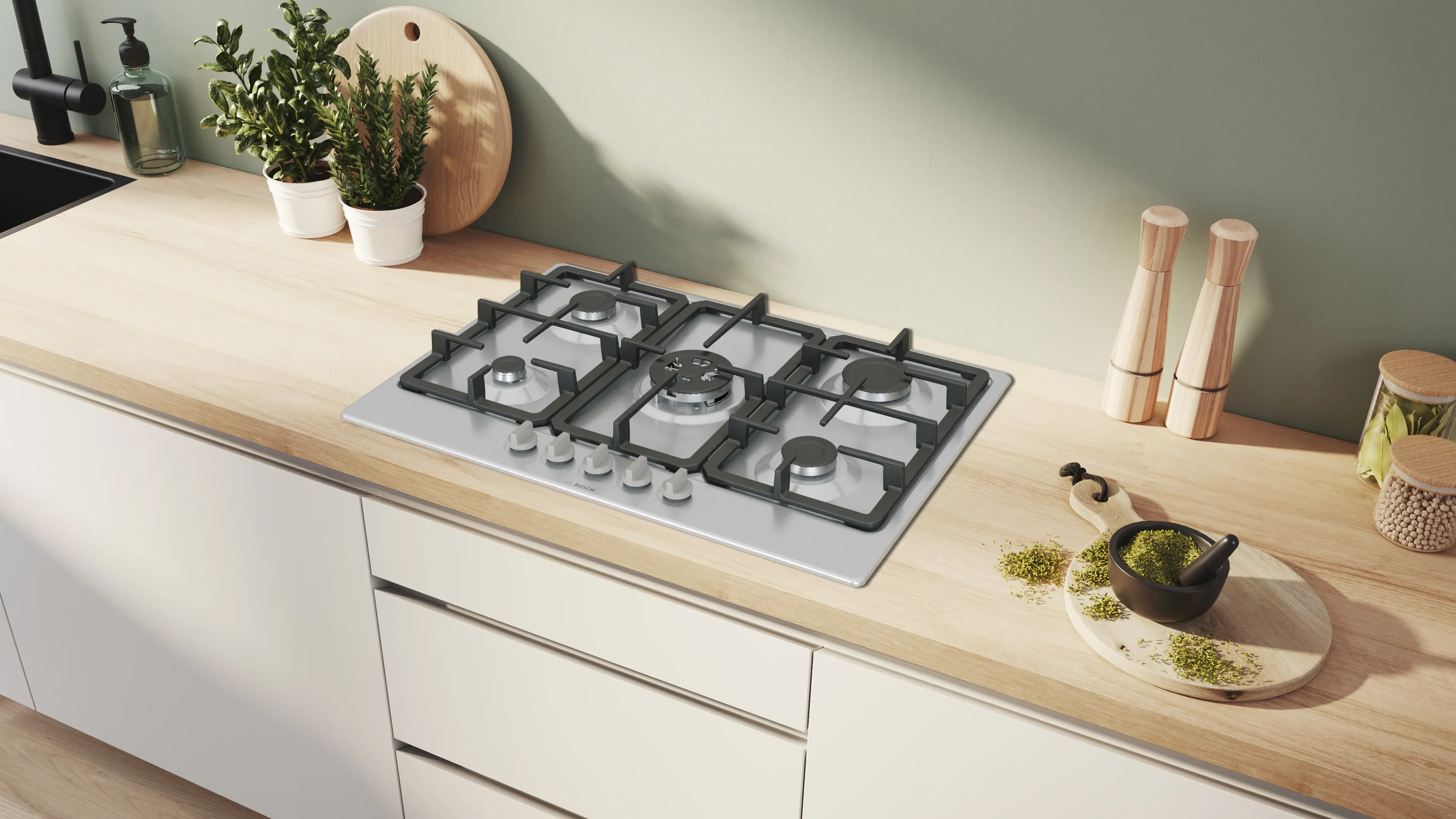 Bosch Series 4 PGQ7B5K90 - Stainless Steel 75cm Gas Hob - 5 Cooking Zones - Image 4