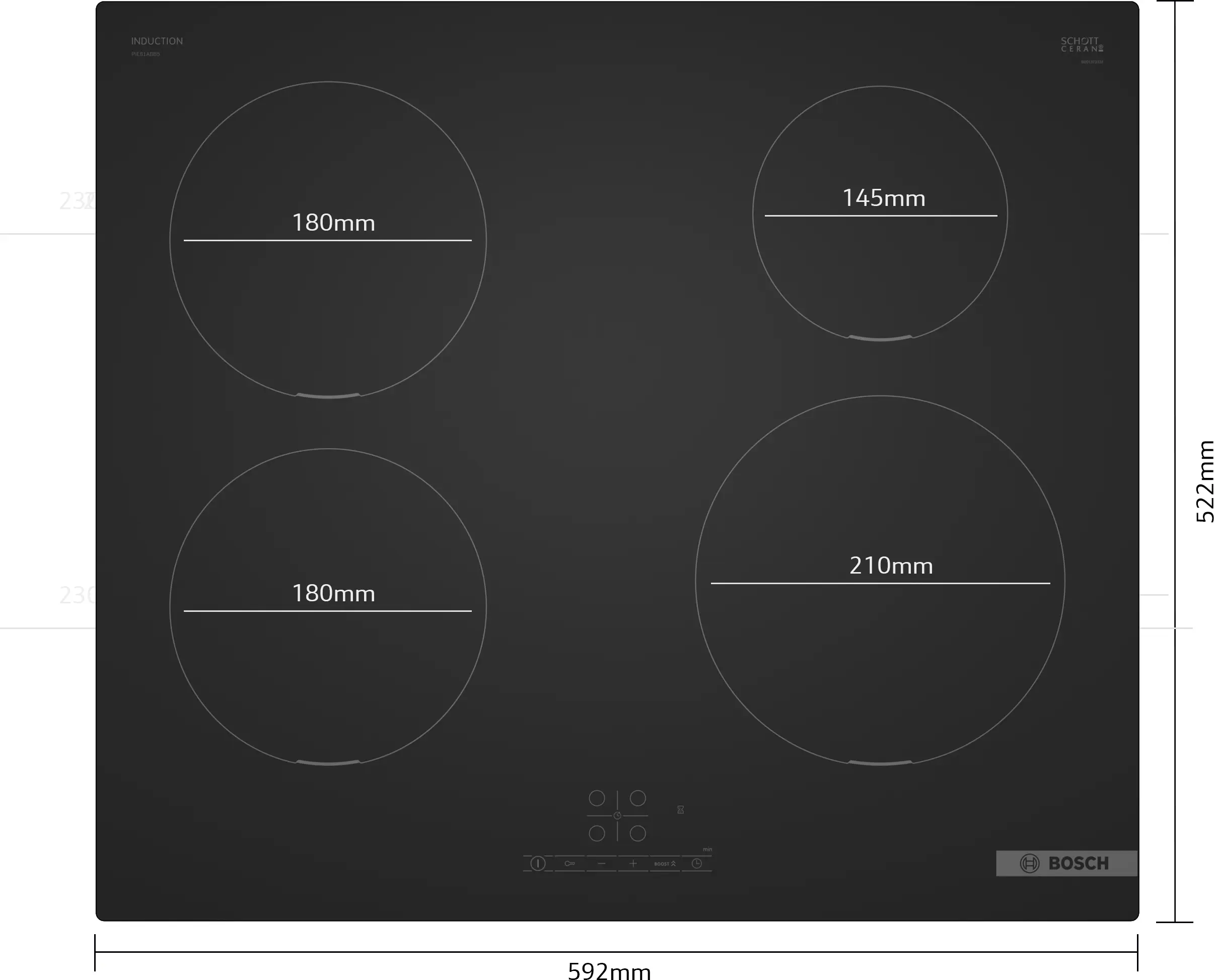 Bosch PIE61ABB5E - Black 60cm Induction Hob - 4 Zone - TouchControl - Image 4