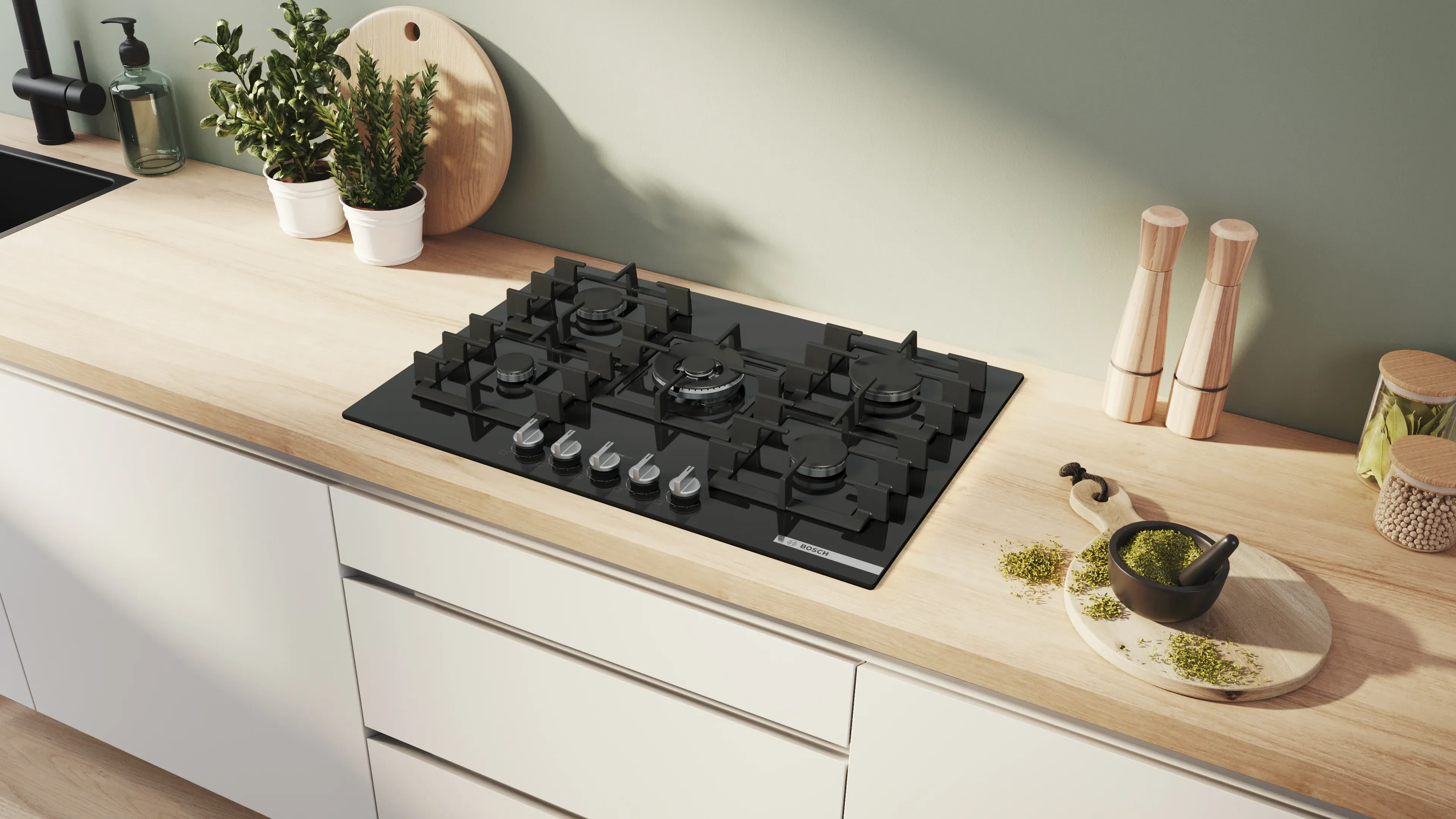 Bosch Series 6 PPQ7A6I40 - Black Gas Hob - 75cm Tempered Glass - 5 Zones - Image 4