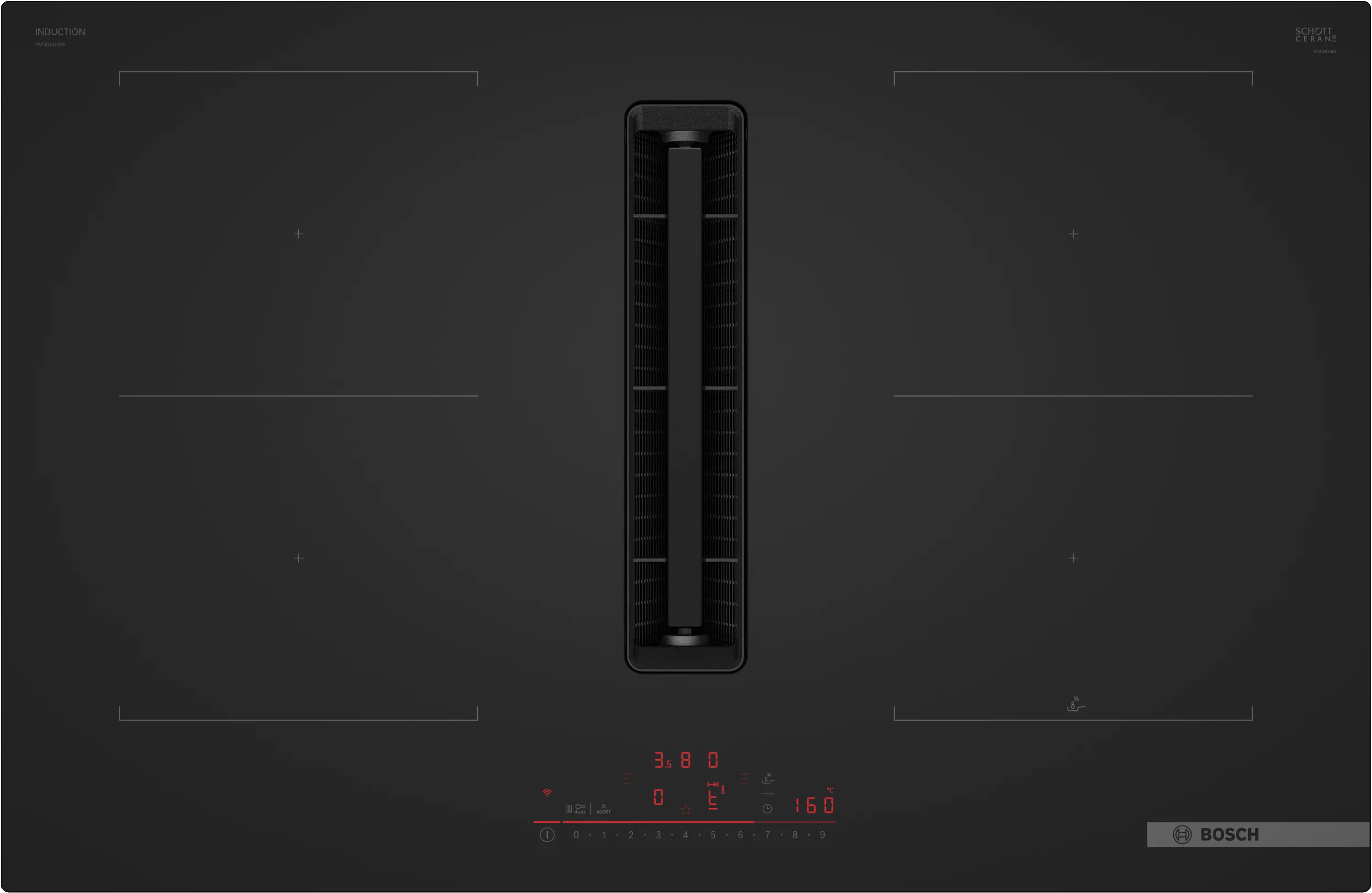 Bosch PVQ81AH26E - Matt Black Induction Hob with Integrated Ventilation - 80cm - B Energy