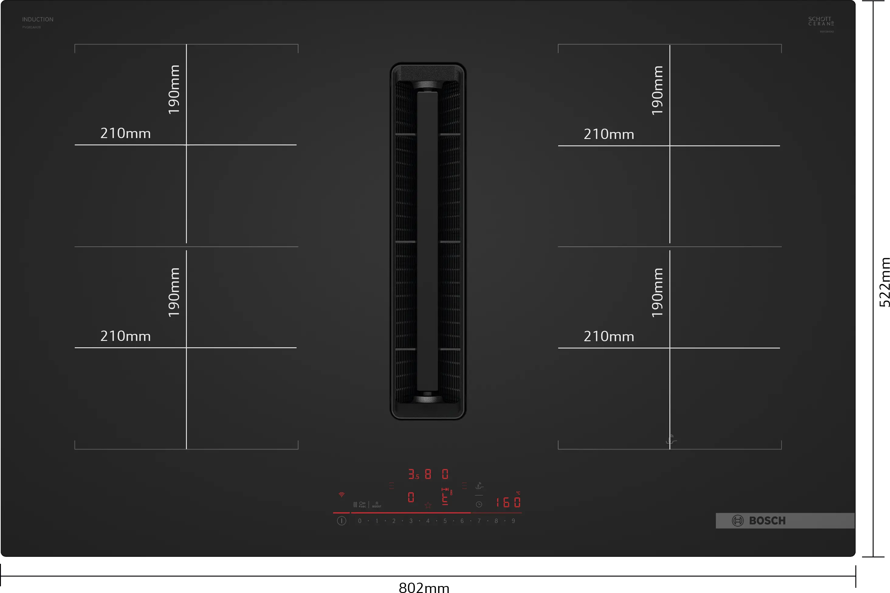 Bosch PVQ81AH26E - Matt Black Induction Hob with Integrated Ventilation - 80cm - B Energy - Image 4