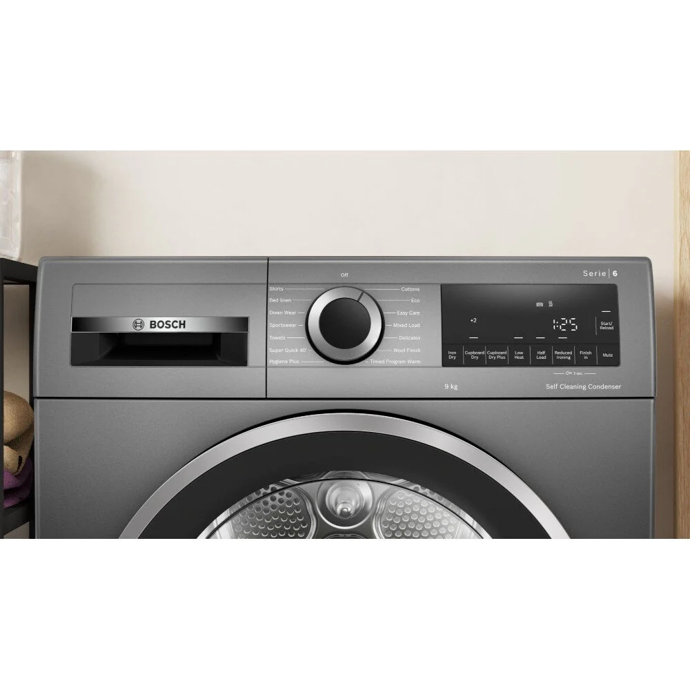 Bosch Series 6 WQG245R2GB - Graphite 9KG Heat Pump Tumble Dryer - A+++ Energy Rating - Image 2