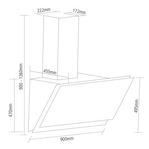Caple ATA901 - Black Glass 90cm Wall Mounted Cooker Hood - 612m3/h Extraction - A Energy Rating - Image 3