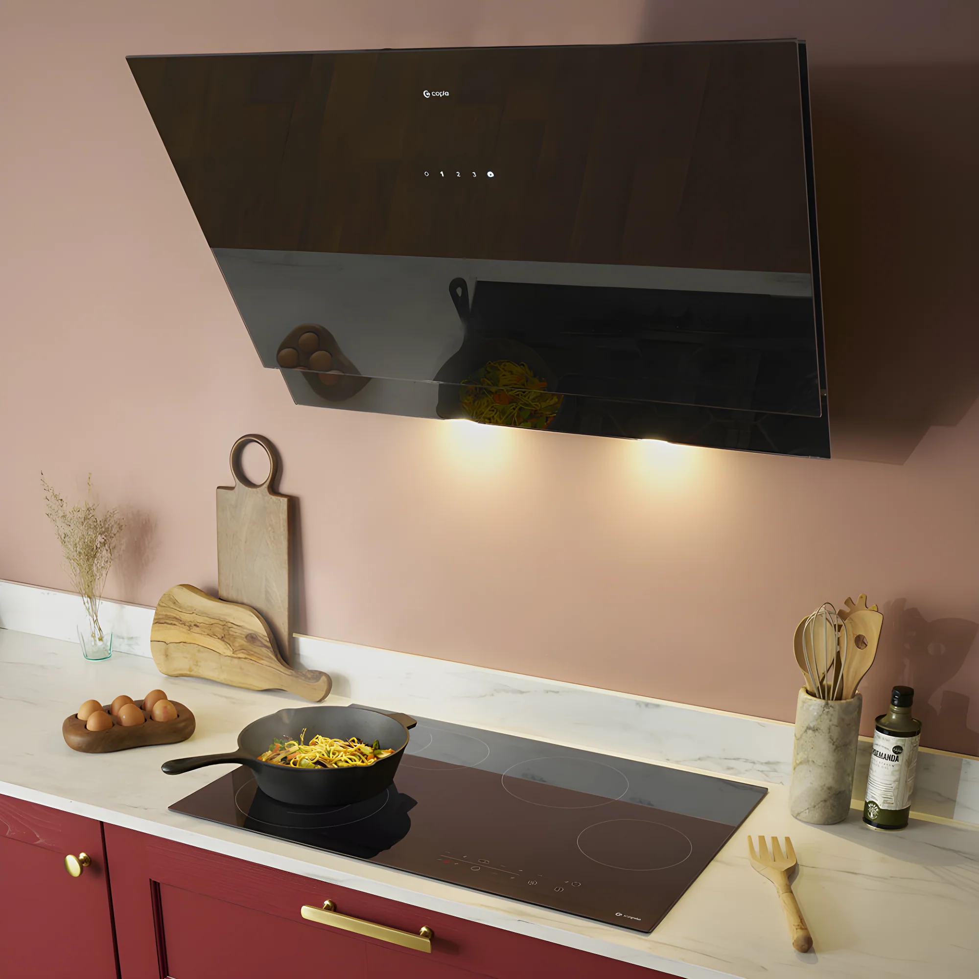 Caple ATA902 - Black Glass 90cm Chimney Cooker Hood - 648m³/h - A++ Energy - Image 4