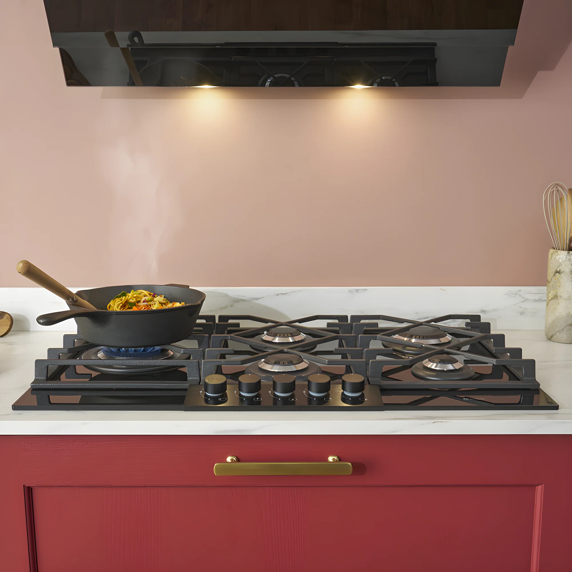 Caple C7895G - Black Glass 87cm Gas Hob - 5 Burner - Image 5