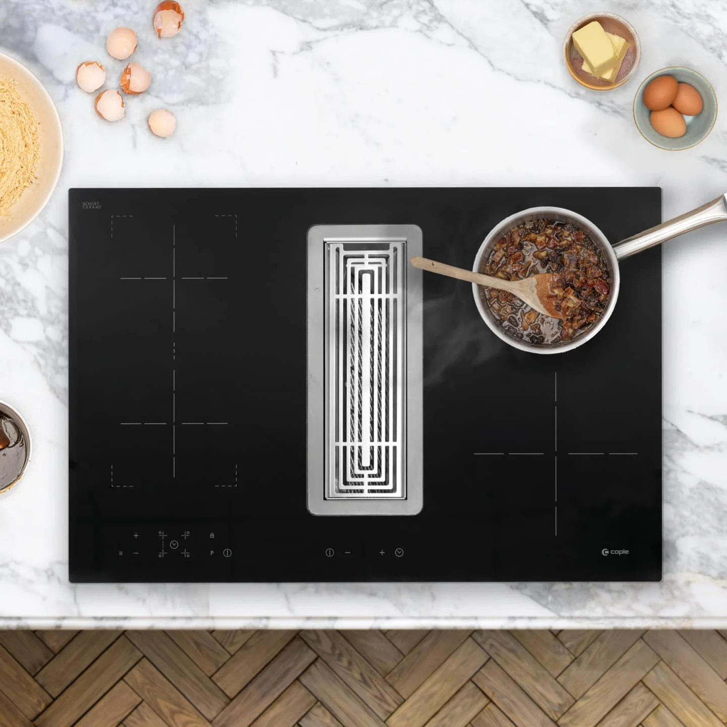 Caple DD780BK - Black 4 Zone Venting Hob - A+ energy - Image 2