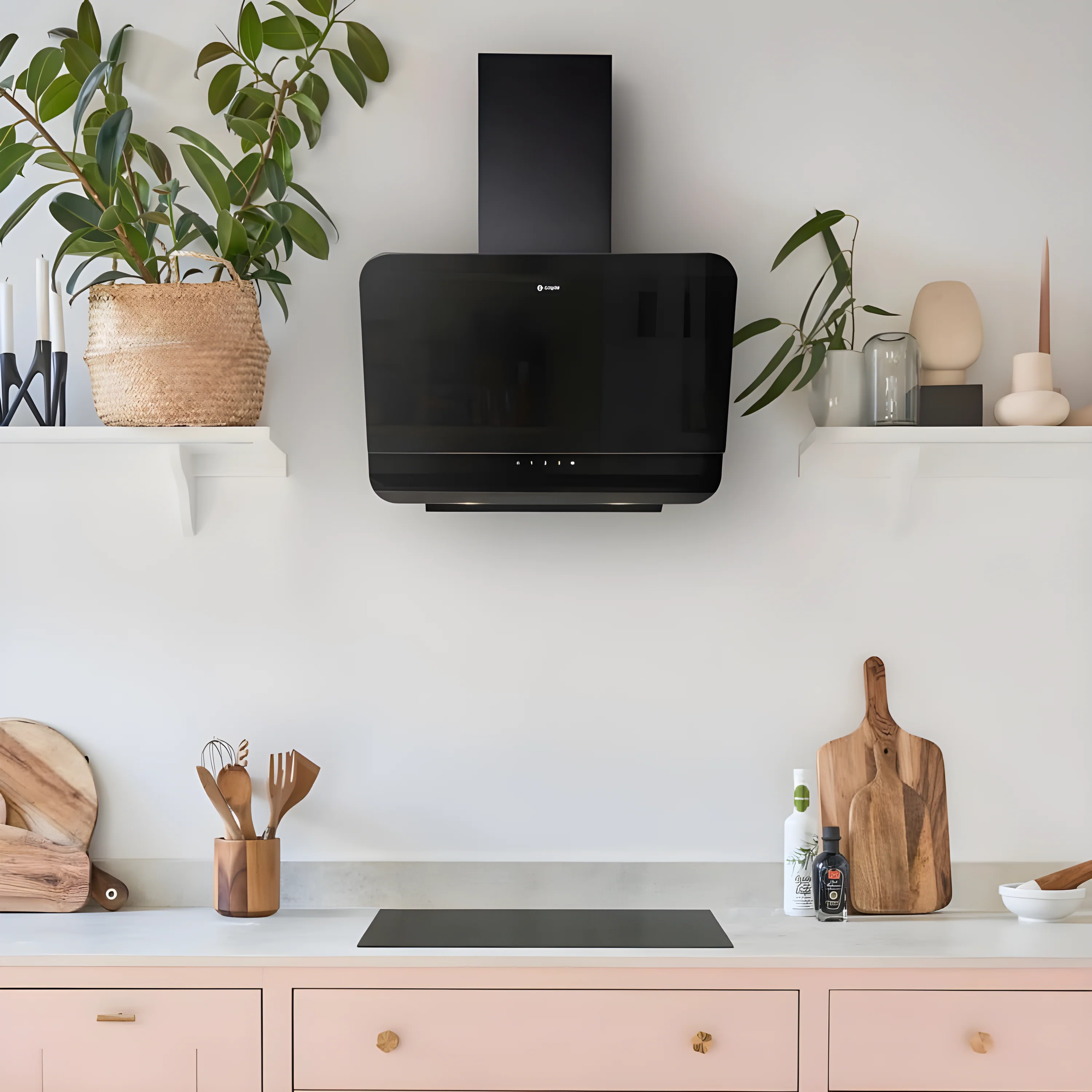 Caple OM600 - Black Glass Chimney Hood - 60cm Width - C Energy Rating - Image 2