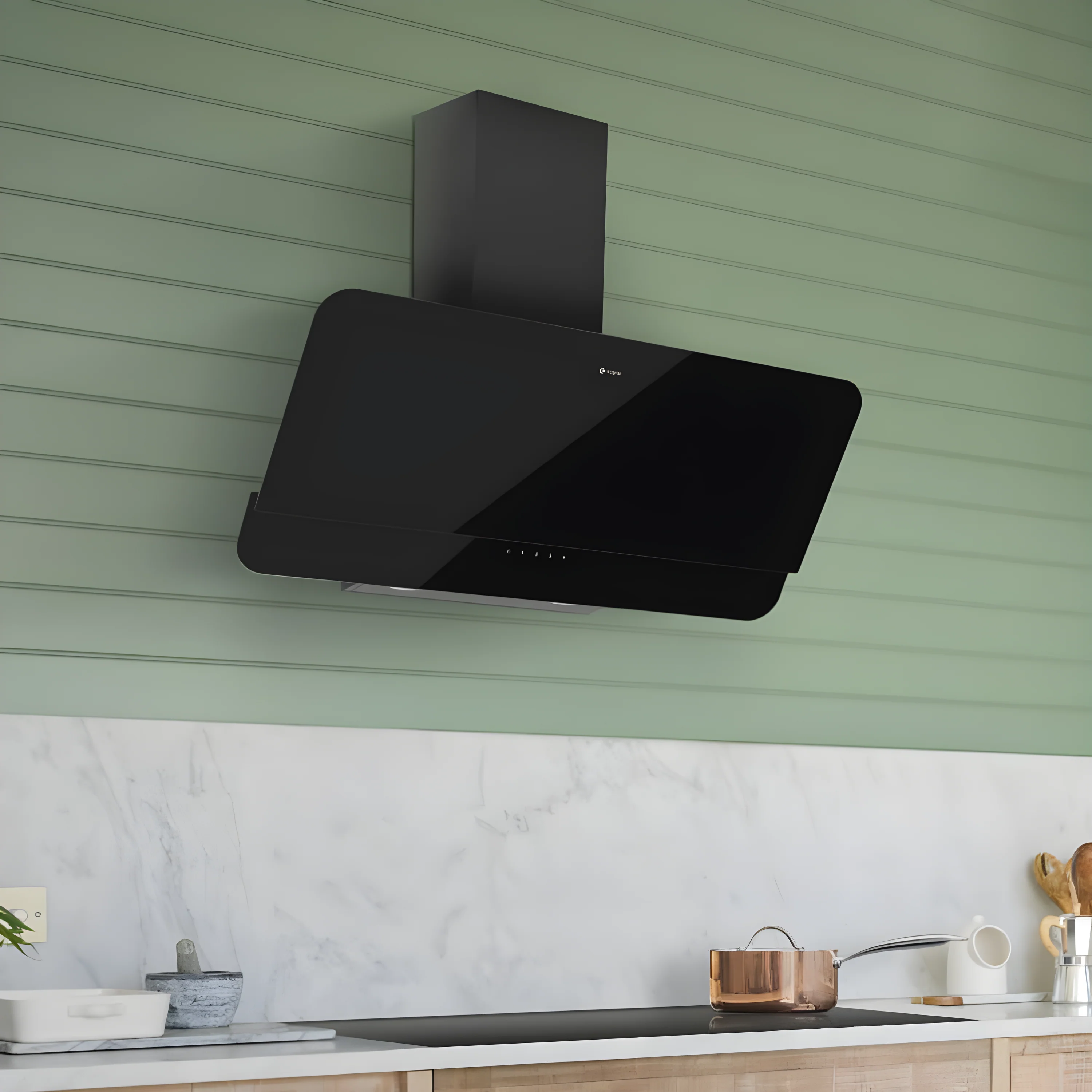 Caple OM900 - Black Glass Chimney Extractor - 90cm - C Energy - Image 2