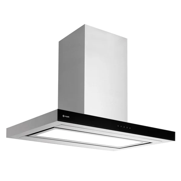 Caple PLASZI922 - Black Glass & Stainless Steel Island Cooker Hood - 90cm - B Energy