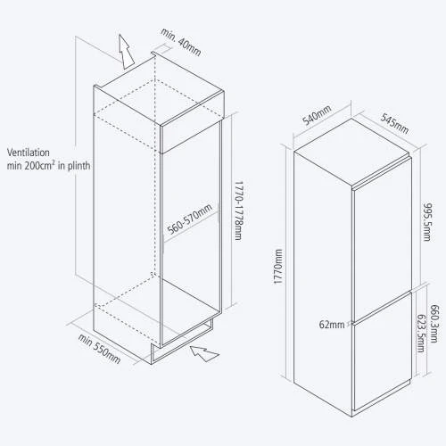 Caple RI7303 - White 70/30 Fridge Freezer - 251L Total Capacity - E Energy Rating - Image 2