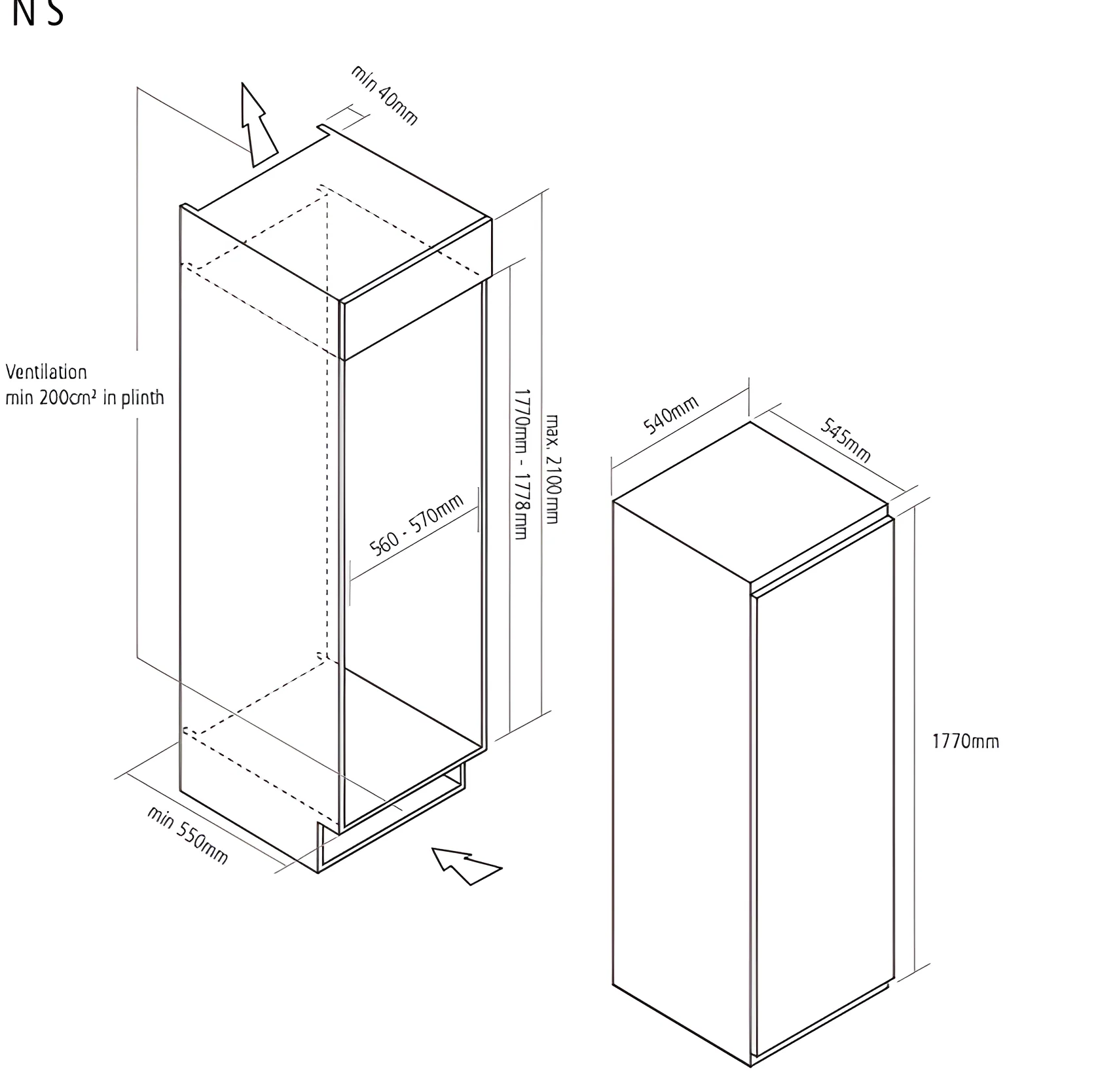 Caple RIF1797 - 197L In-Column Freezer - Frost Free - E energy - Image 5