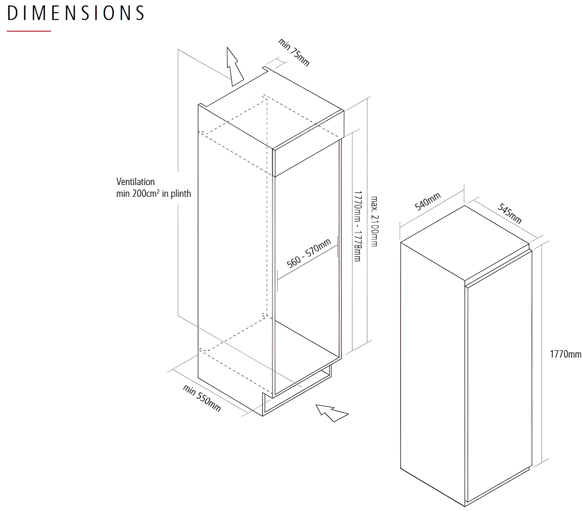 Caple RIL1796 - White Sliding Hinge Integrated Auto Defrost Fridge - E energy - Image 3