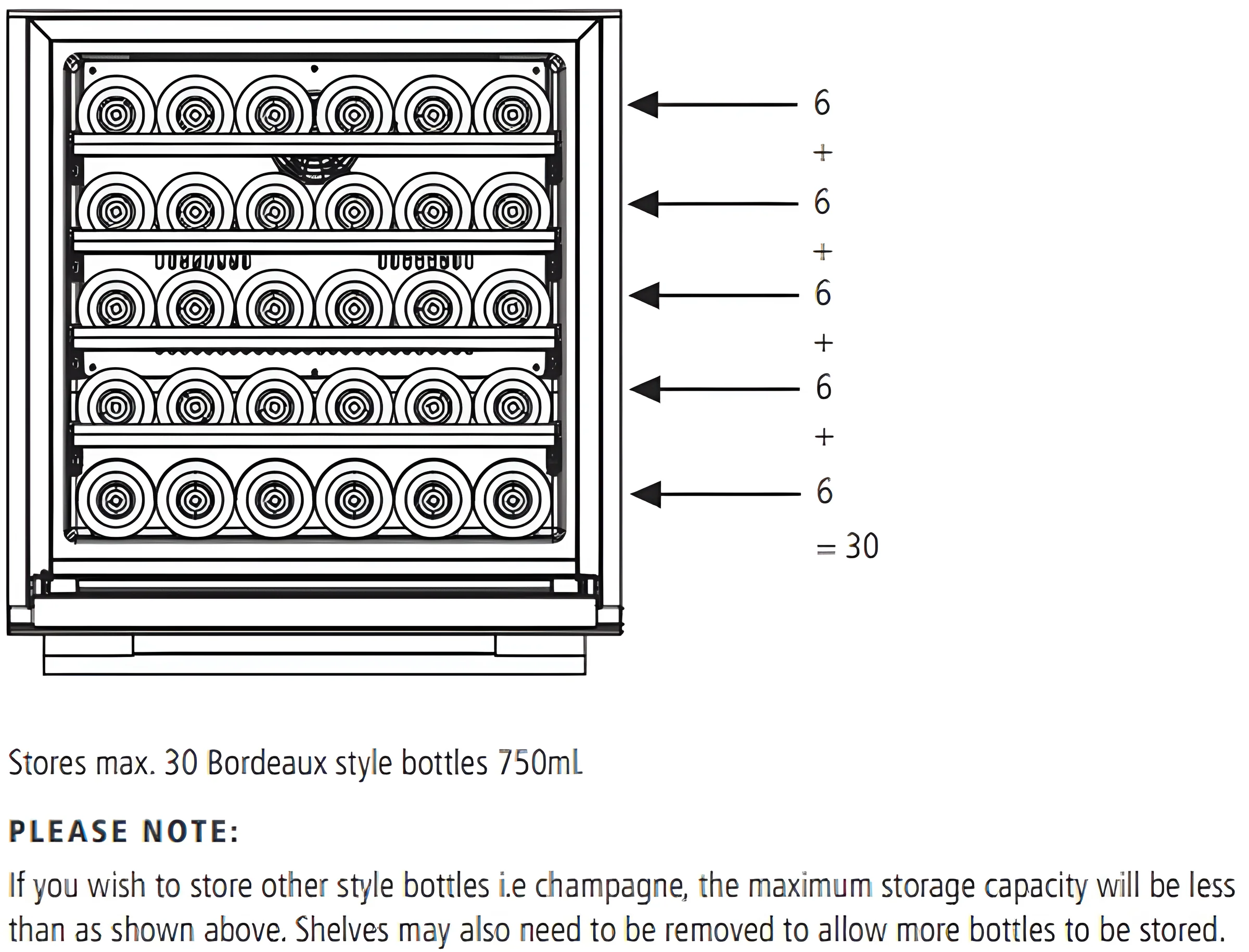 Caple WC6100BS - Black Steel Built-In Wine Cooler - 30 Bottles - G Rated - Image 4