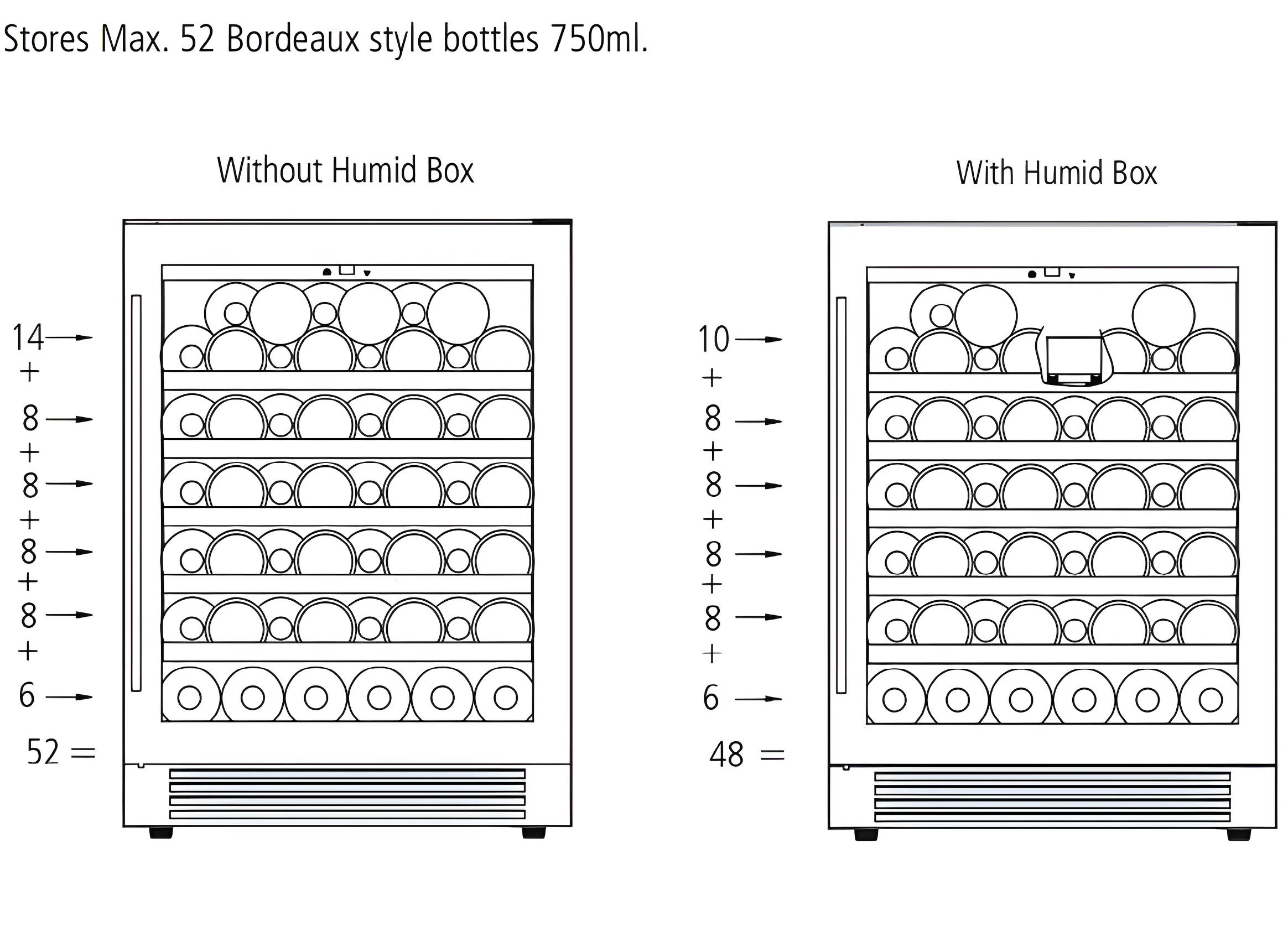Caple WI6143BG - Black Built-in Wine Cooler - 52 Bottles - G Energy Rating - Image 5