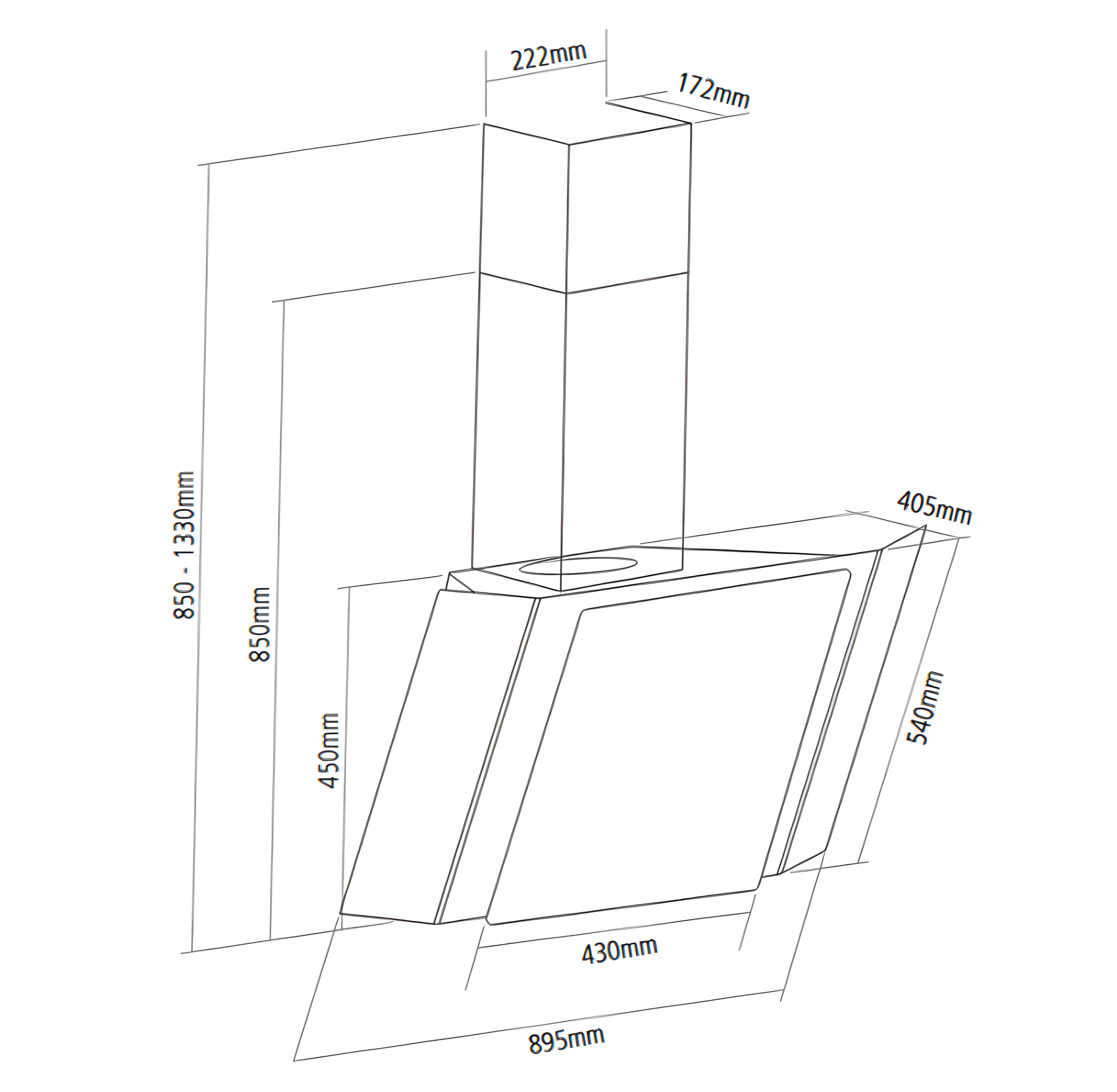 Caple ZEL900 - Black Glass 90cm Chimney Extractor Hood - 612 m³/h - A energy - Image 4