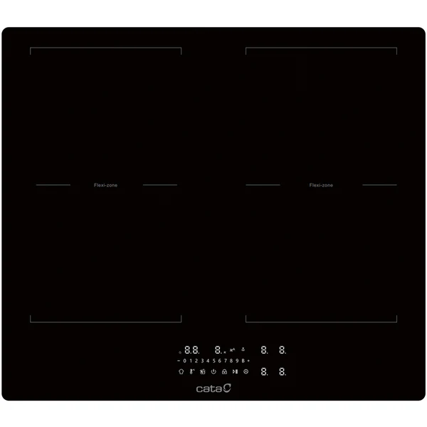 Cata CATINDE60HF - Black Glass 60cm Induction Hob - 4 Cooking Zones - Flex Zone