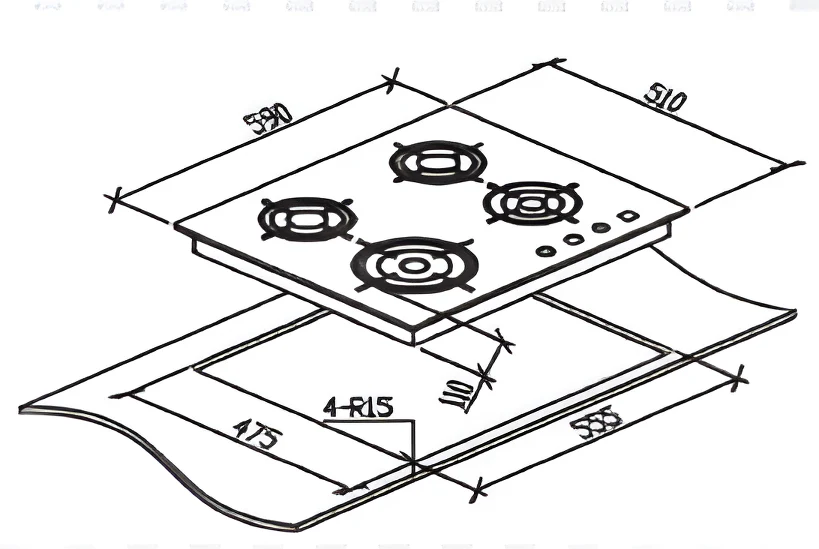 Cata UBGHJ607 - Black 4 Zone Gas Hob - Image 2