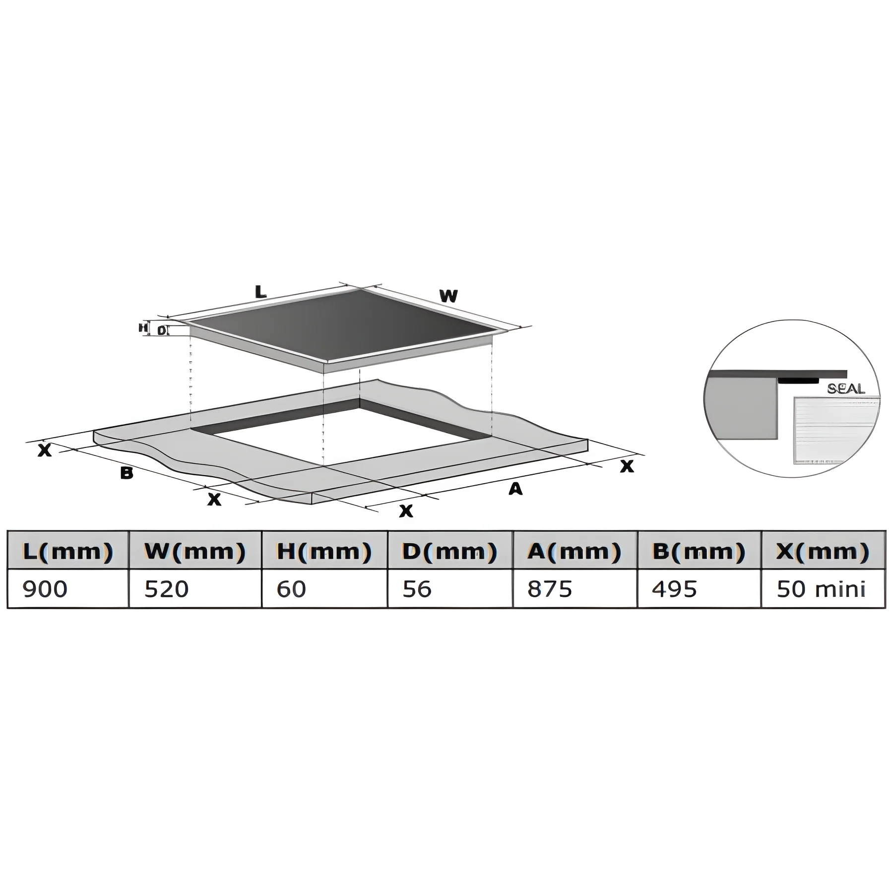 Cata UBIND90F - Black Glass 90cm Induction Hob - 5 Cooking Zones - Image 2