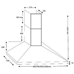 CDA ECH103SS - Stainless Steel 100cm Chimney Extractor - 498m³/h - C Energy Rated - Image 2